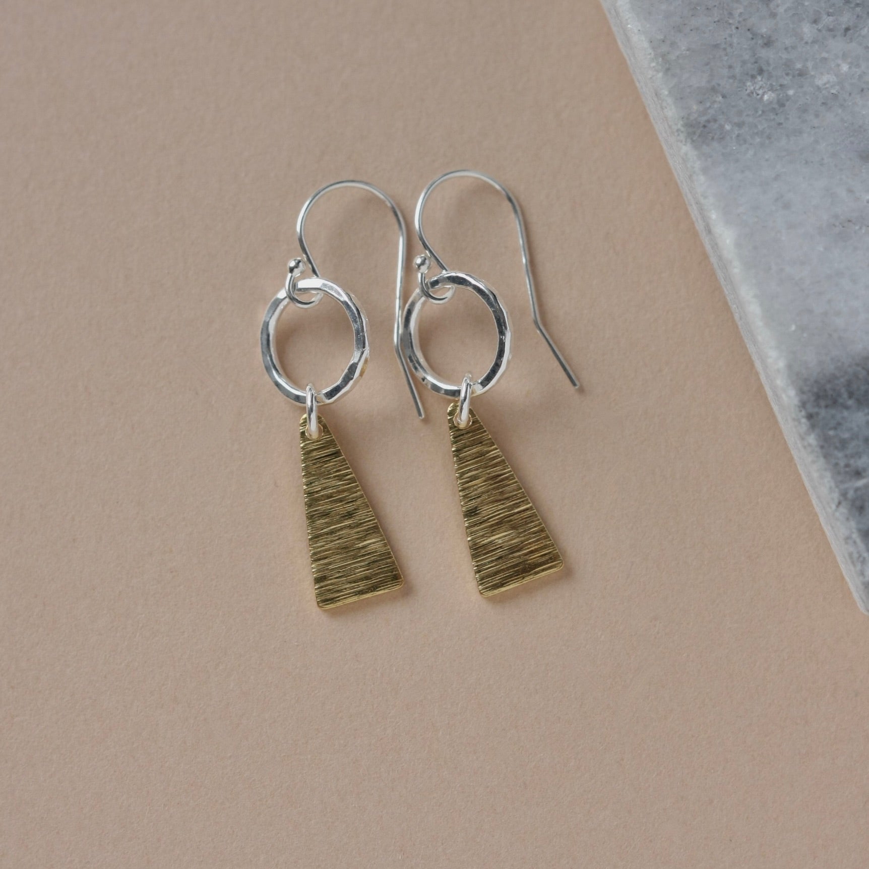 Silver and Brass Geometric Earrings