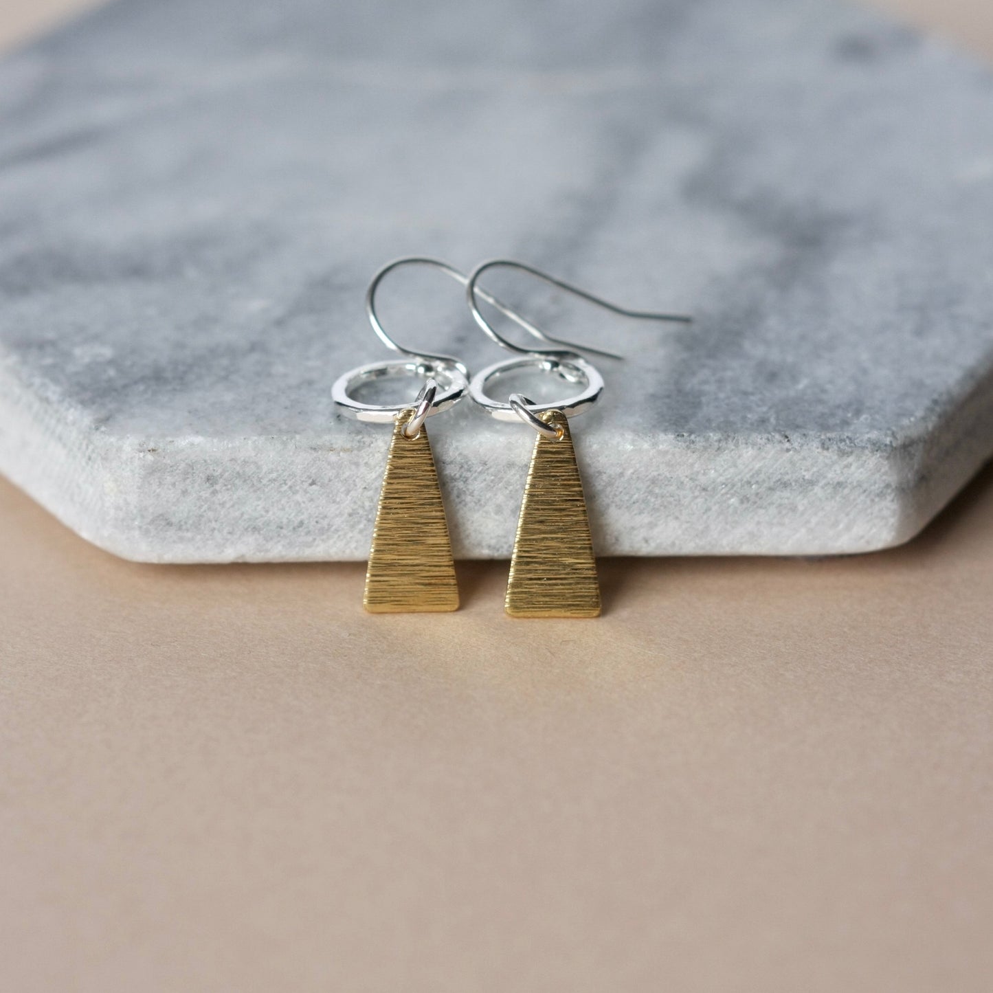 Silver and Brass Geometric Earrings