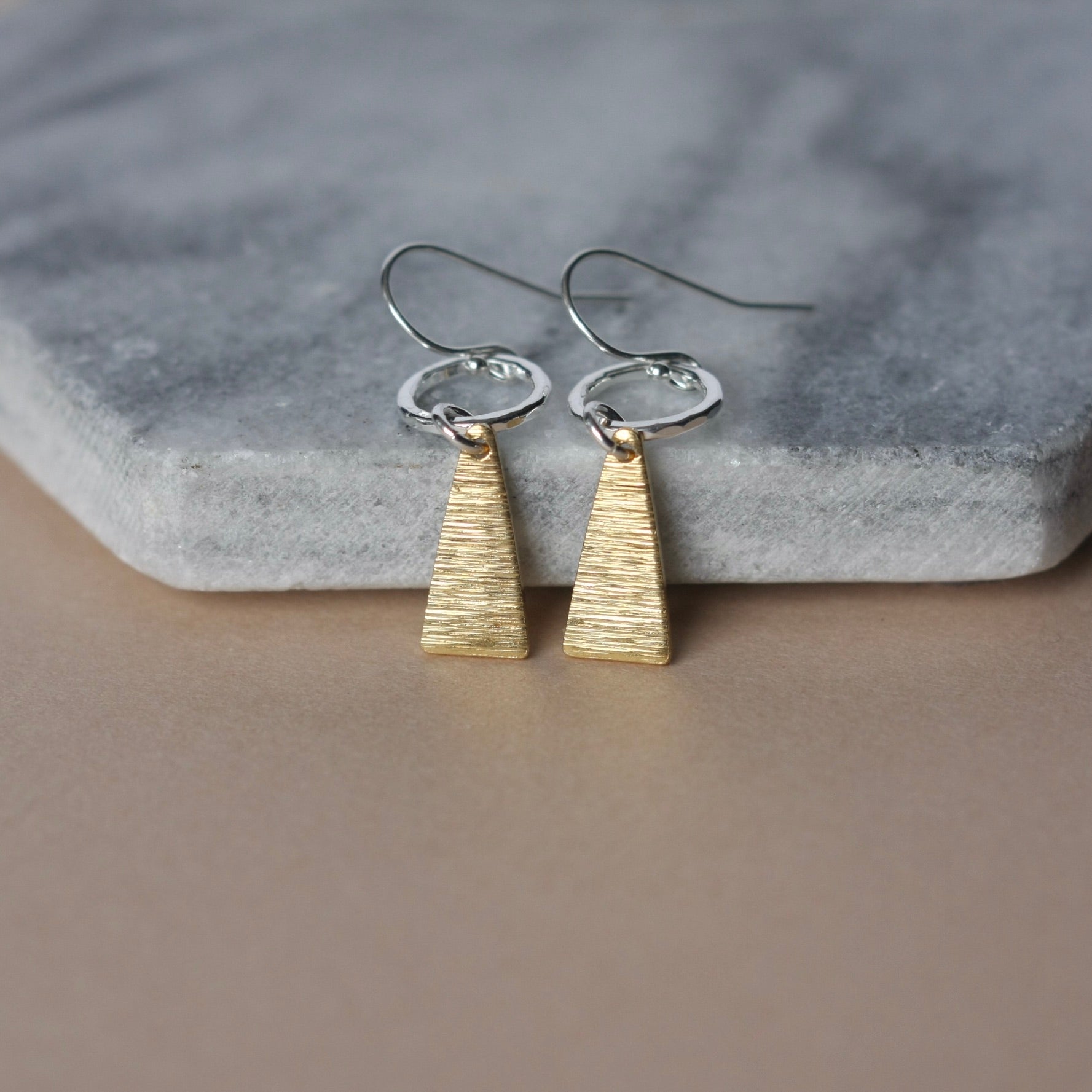 Silver and Brass Geometric Earrings