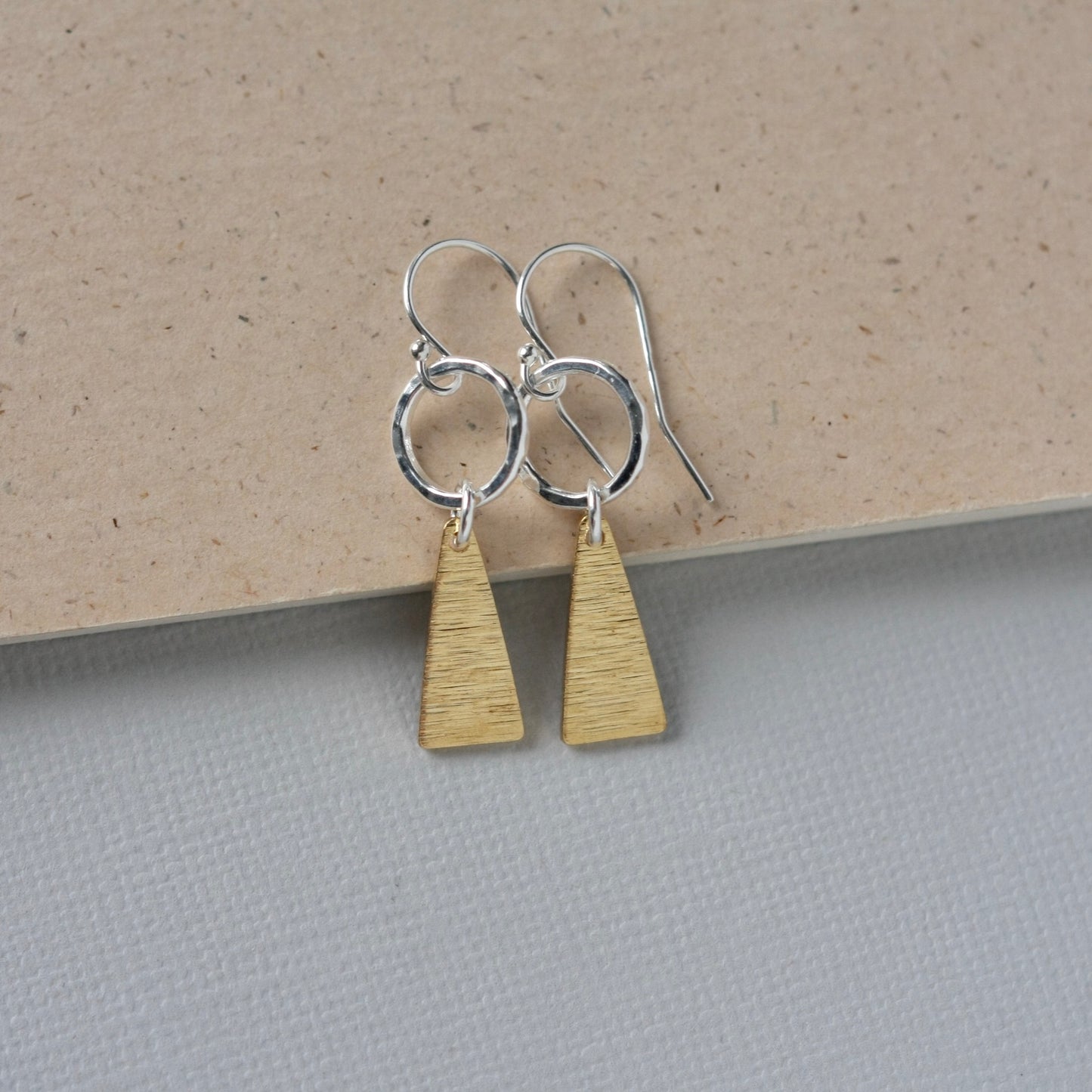 Silver and Brass Geometric Earrings