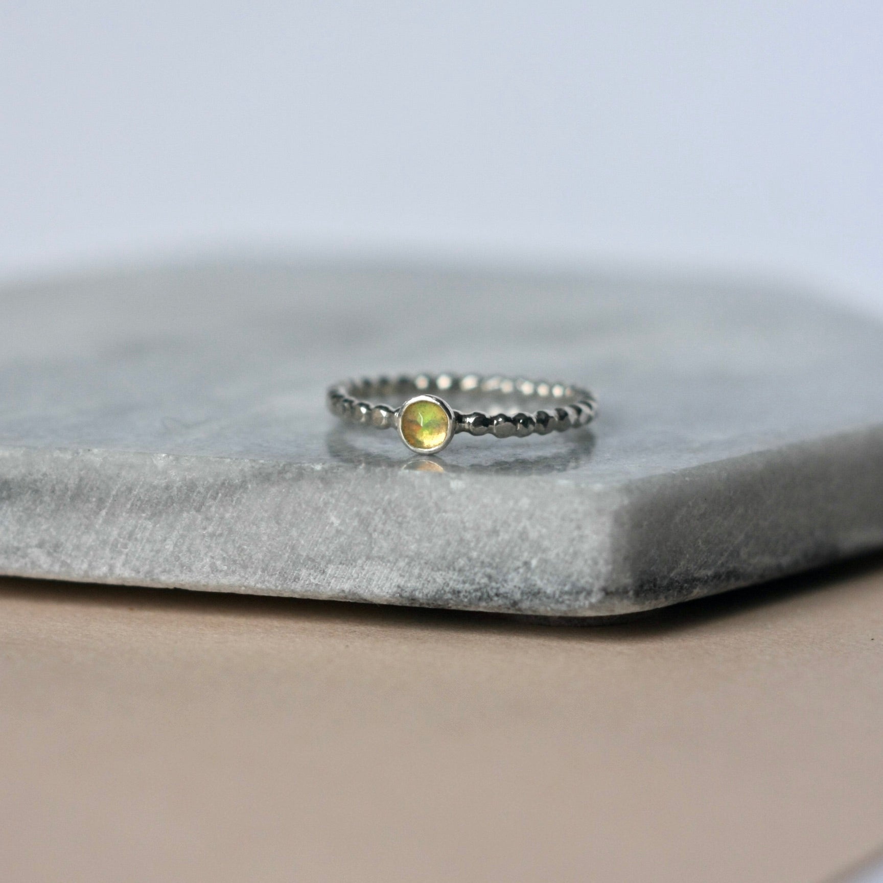 Sterling Silver Faceted Opal Ring