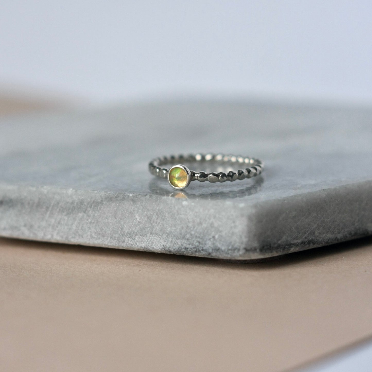 Sterling Silver Faceted Opal Ring