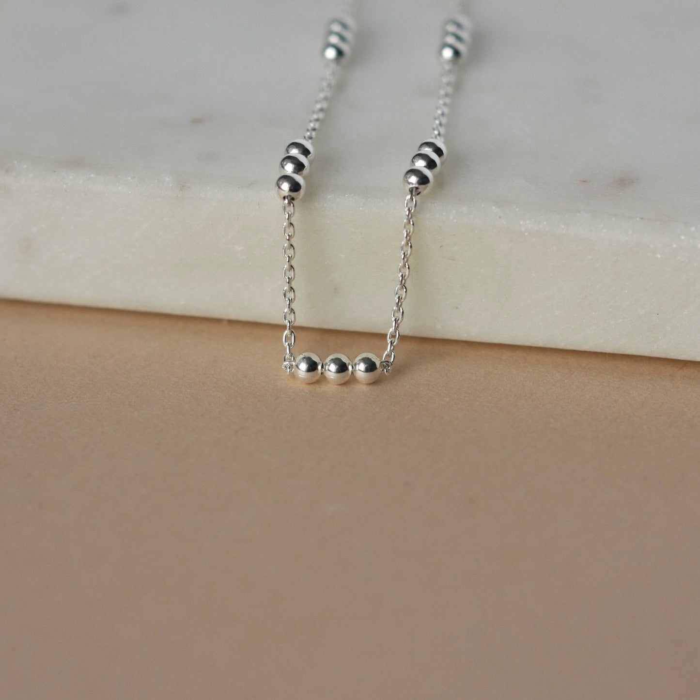 Silver Beaded Chain Necklace