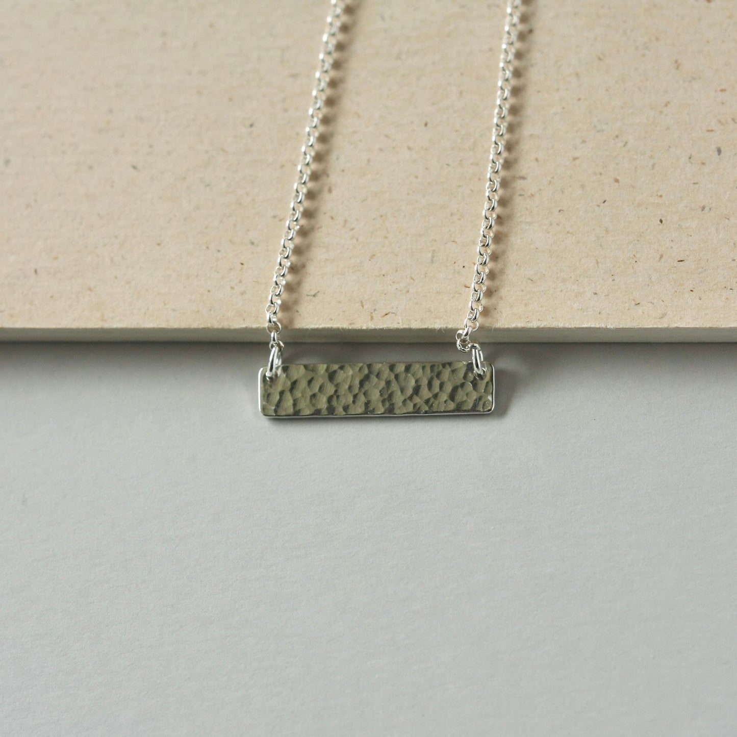 Hammered Silver Bar Necklace