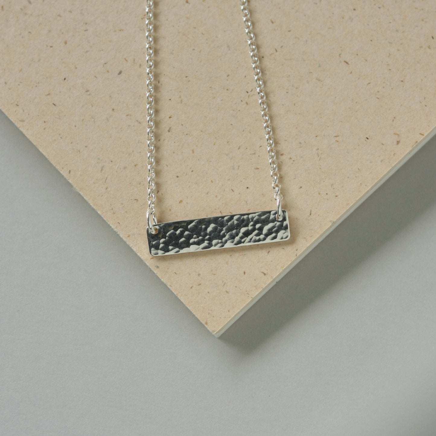 Hammered Silver Bar Necklace