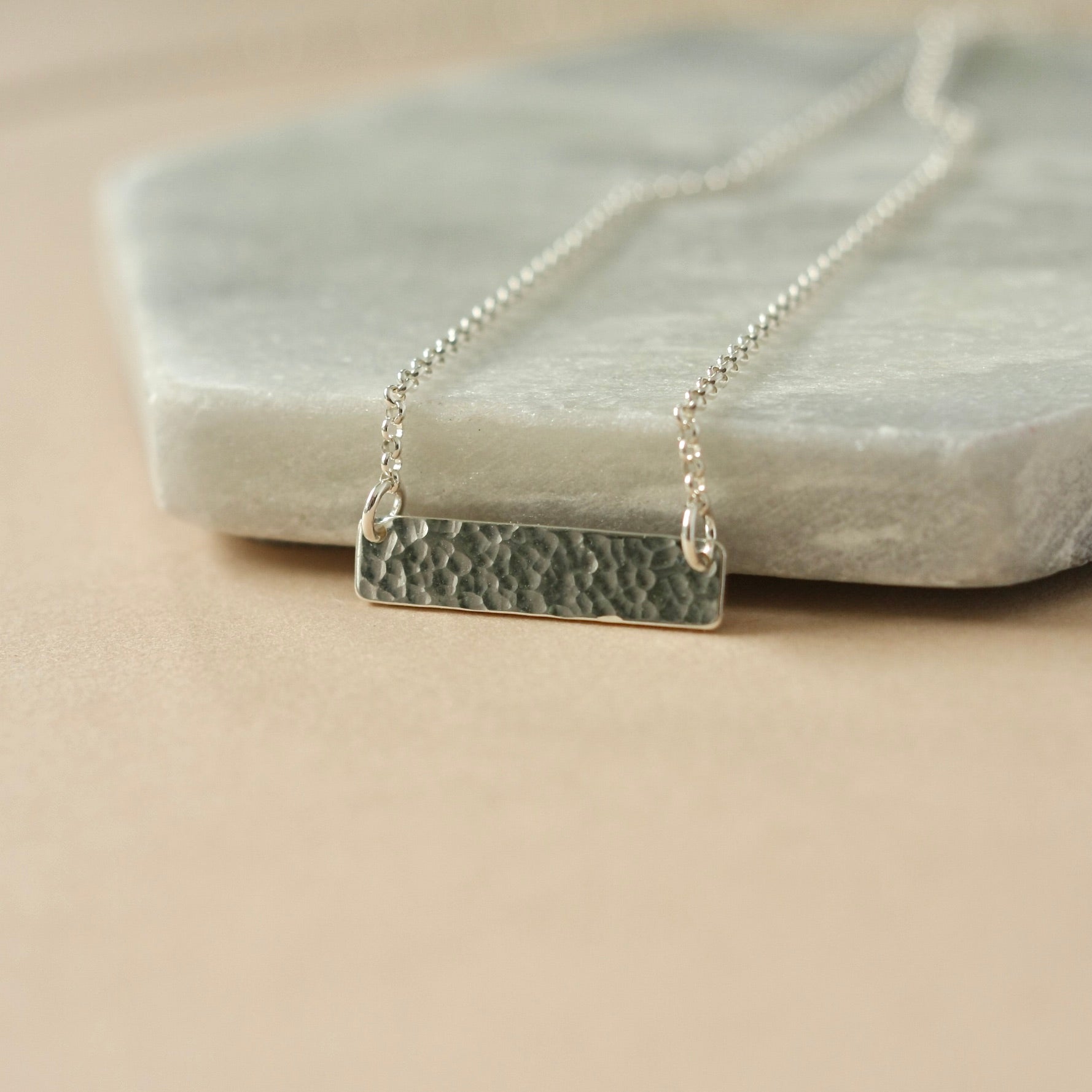 Hammered Silver Bar Necklace