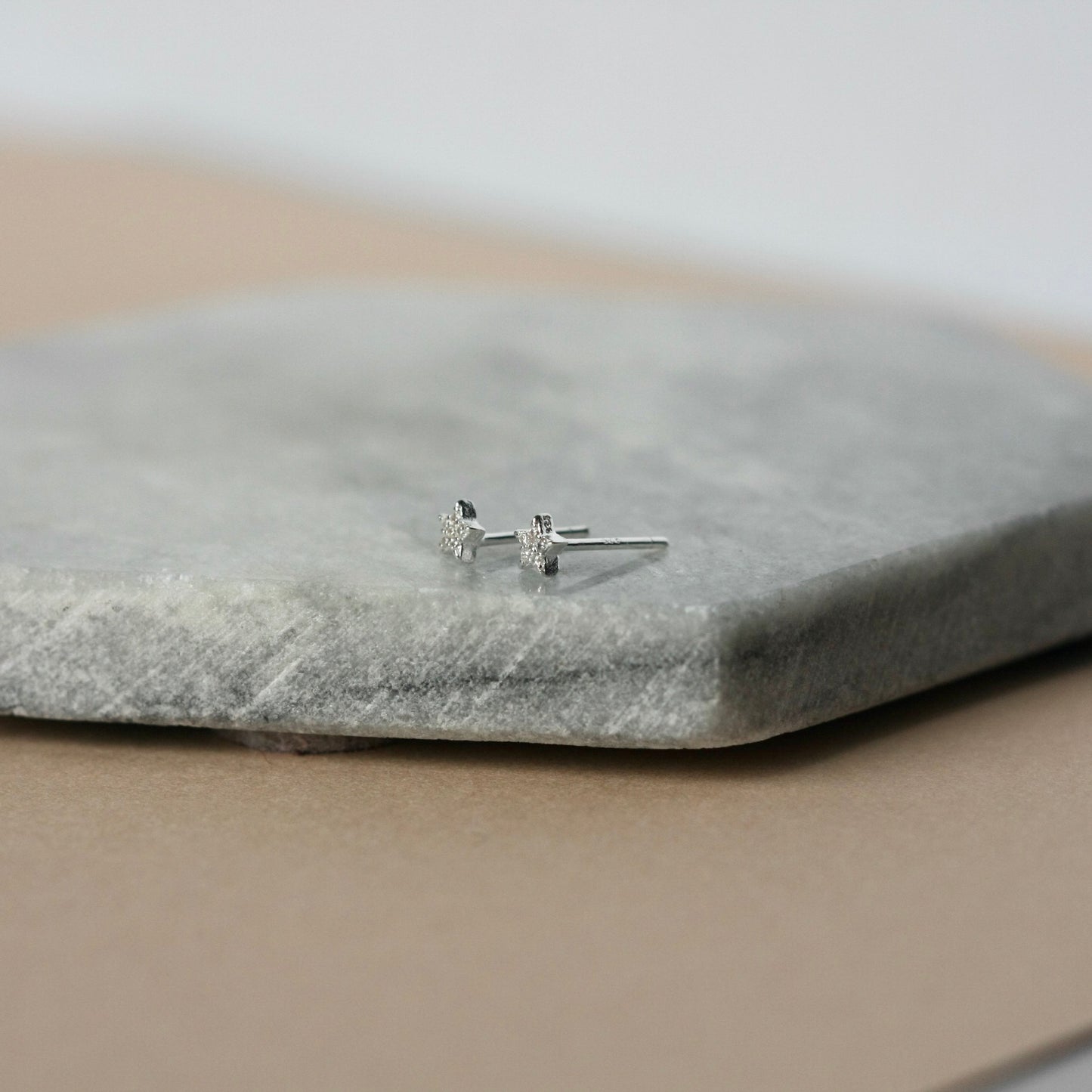 Dainty Tiny CZ Silver Star Studs