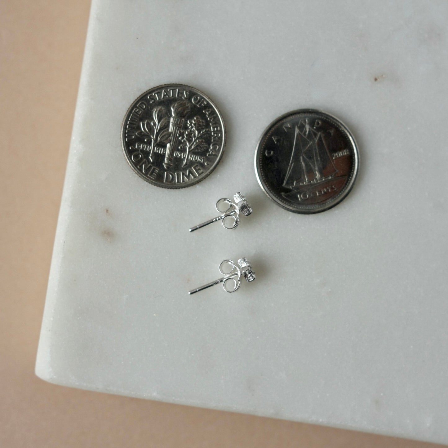 Dainty Tiny CZ Silver Star Studs