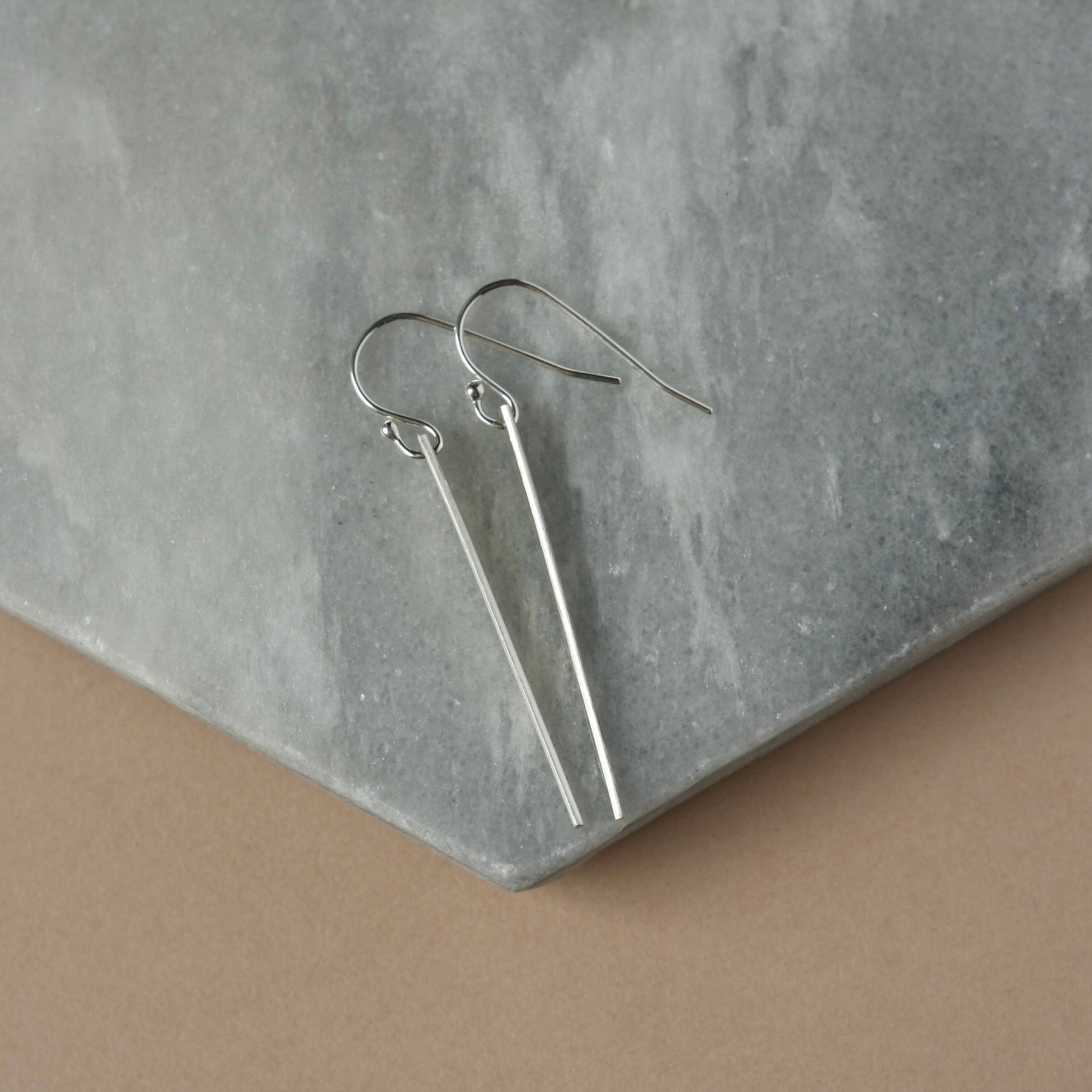 Long Hammered Sterling Silver Spike Earrings