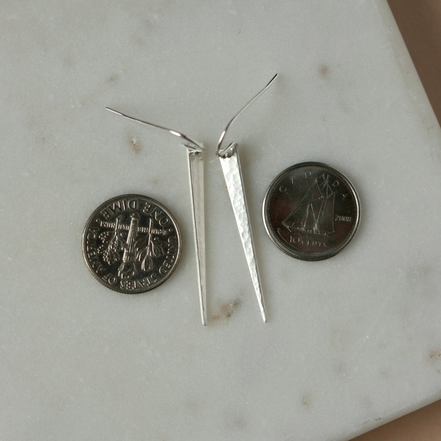 Long Hammered Sterling Silver Spike Earrings