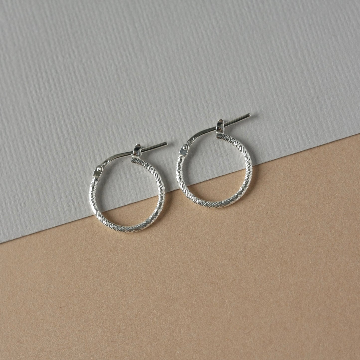 Sparkly Sterling Silver Hoop Earrings