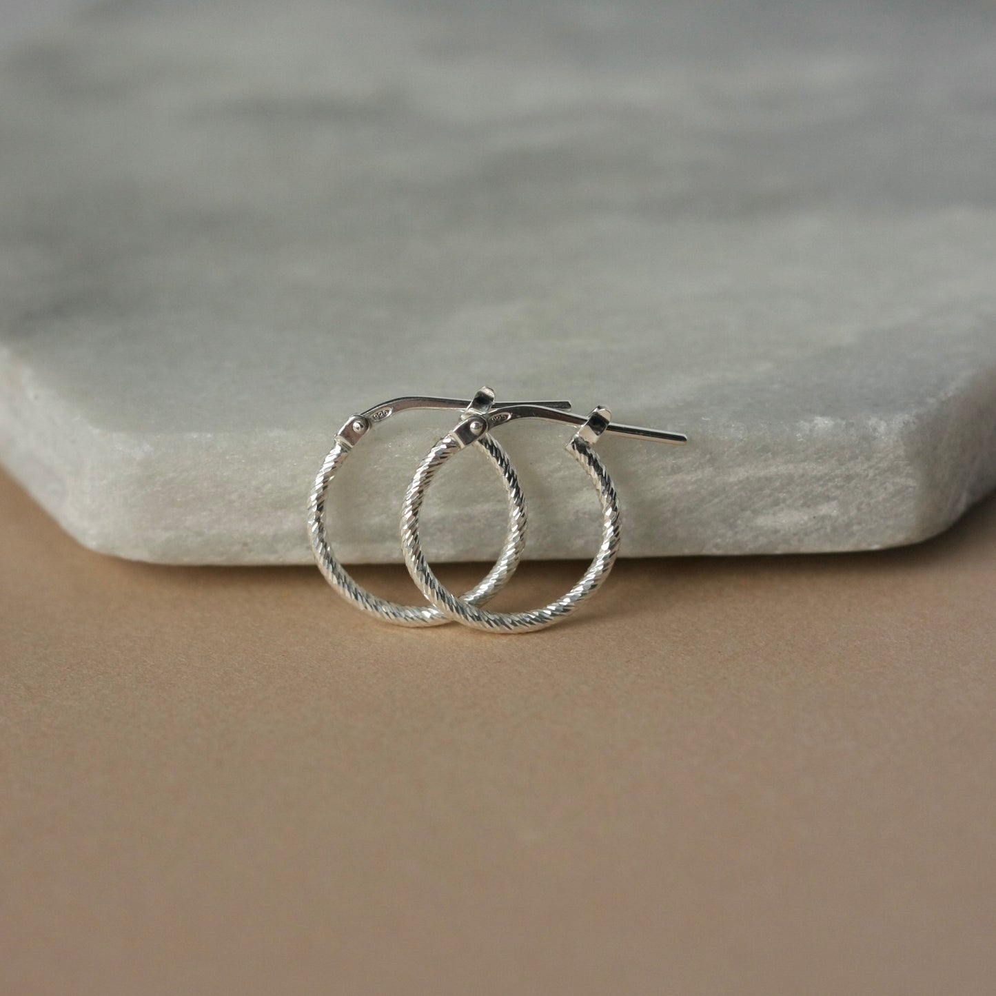 Sparkly Sterling Silver Hoop Earrings