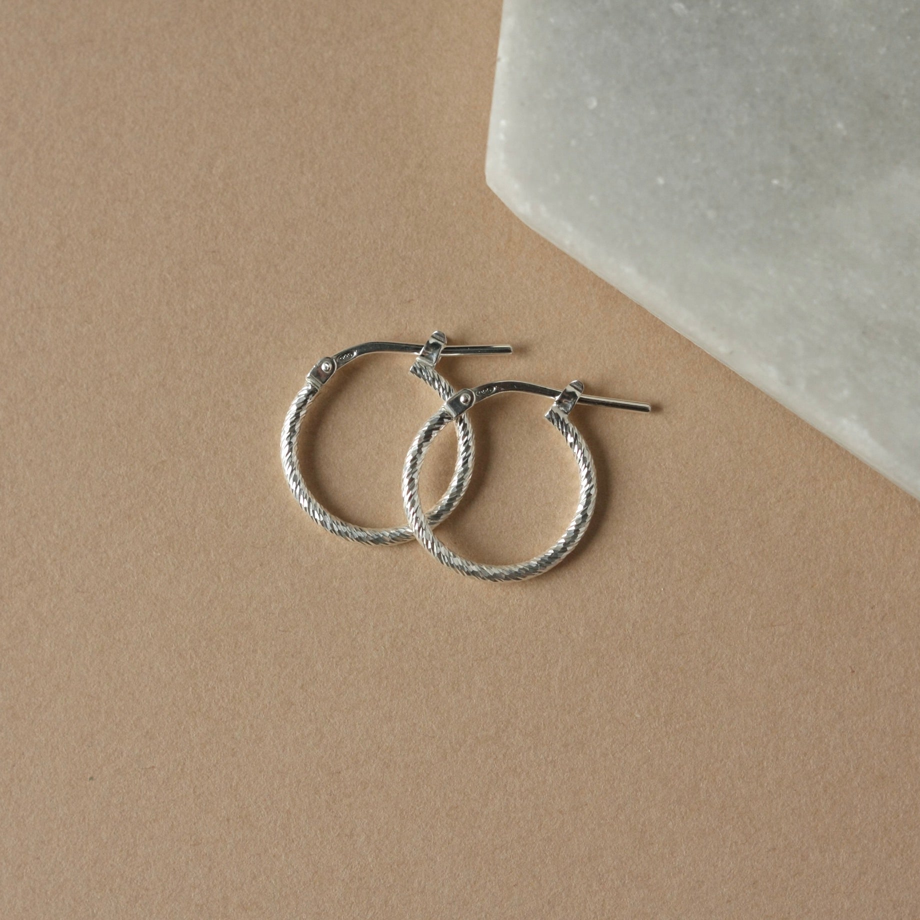 Sparkly Sterling Silver Hoop Earrings