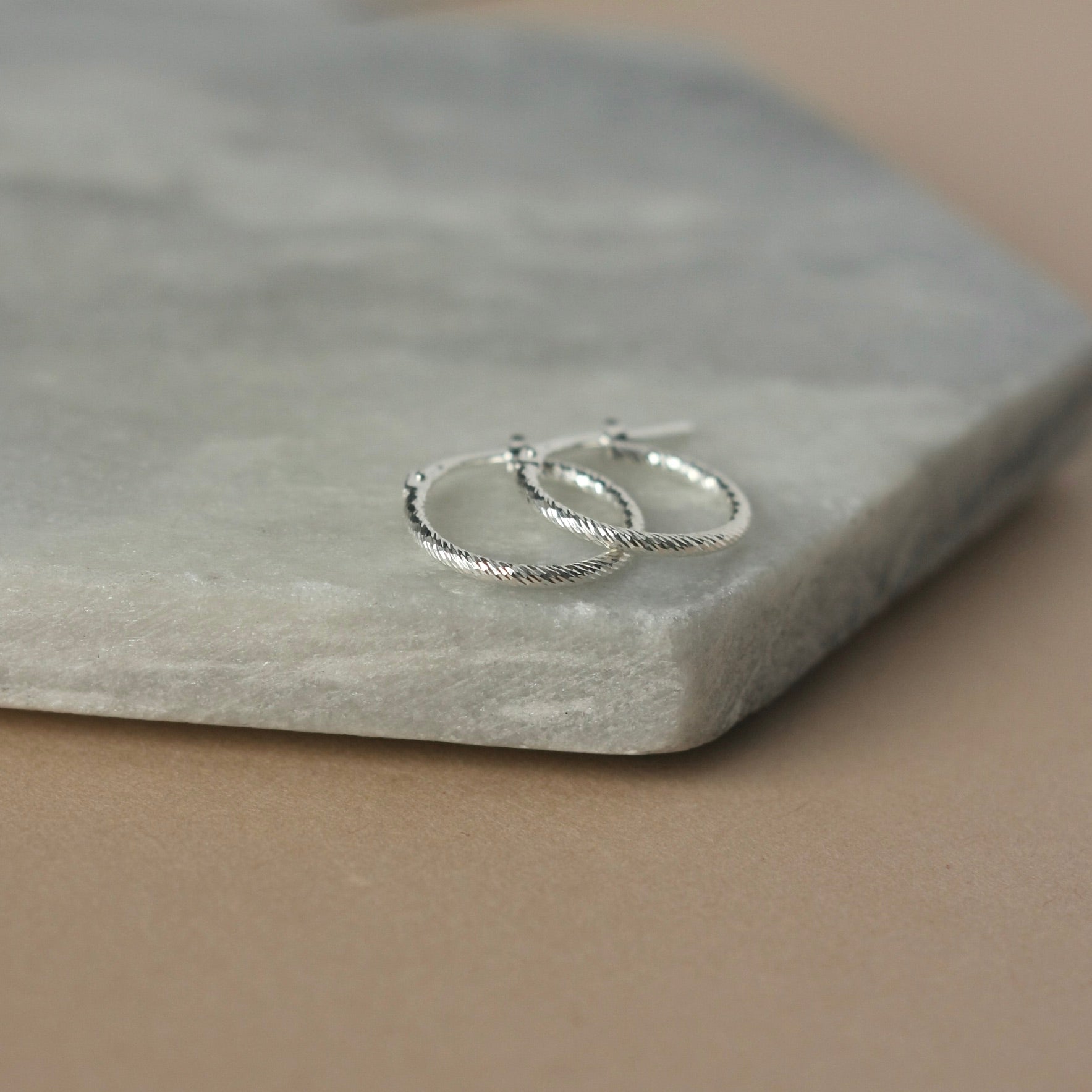 Sparkly Sterling Silver Hoop Earrings