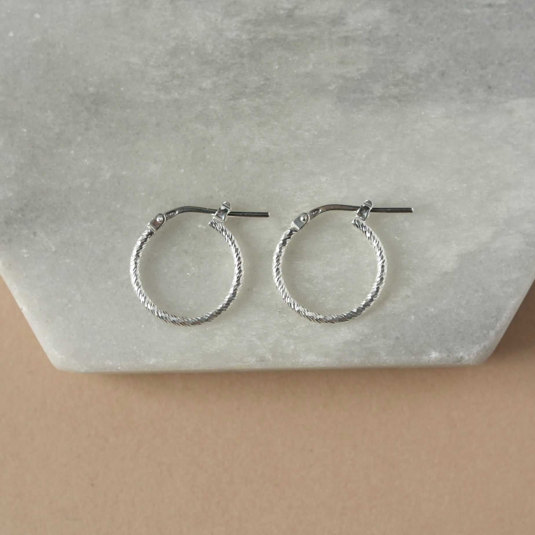 Sparkly Sterling Silver Hoop Earrings