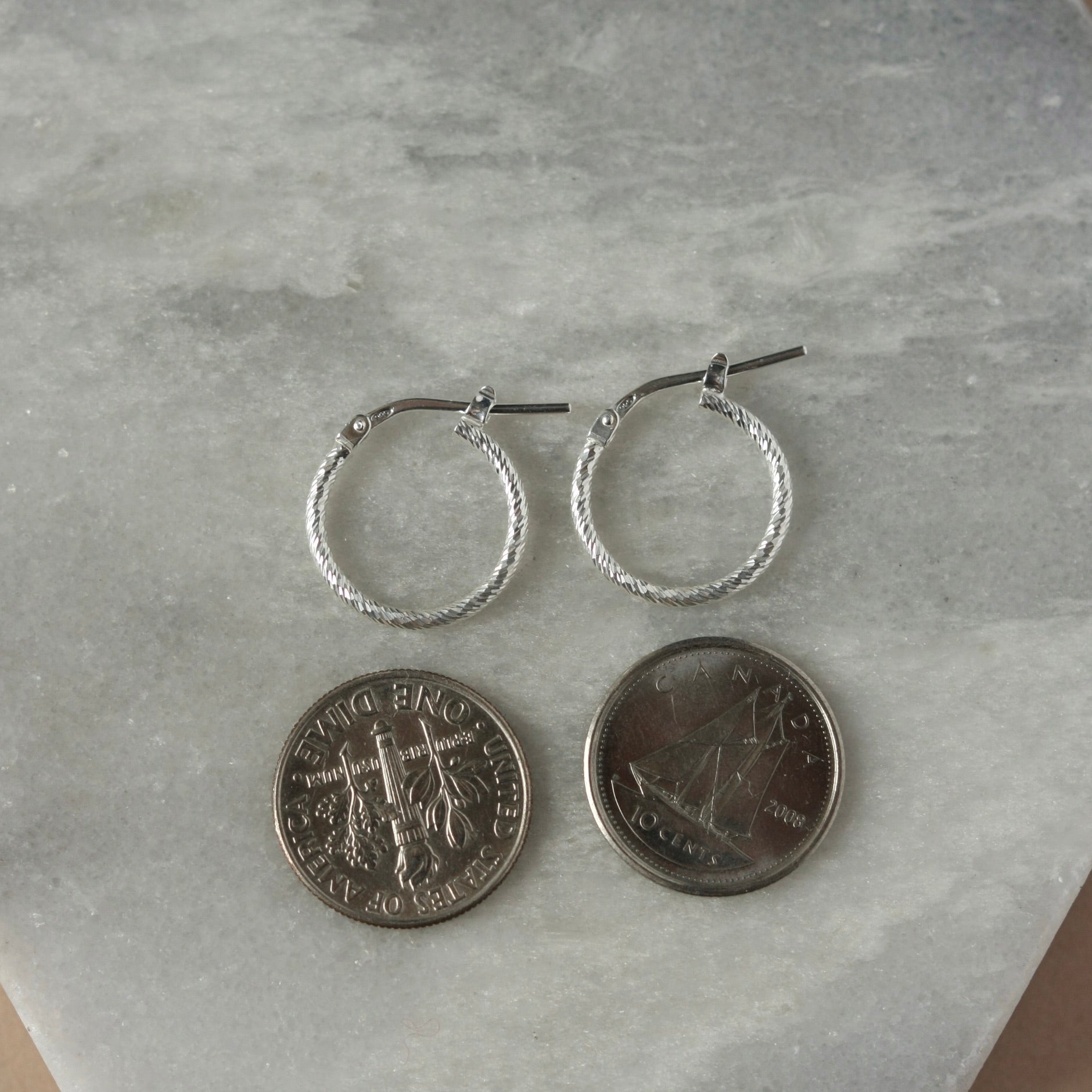 Sparkly Sterling Silver Hoop Earrings