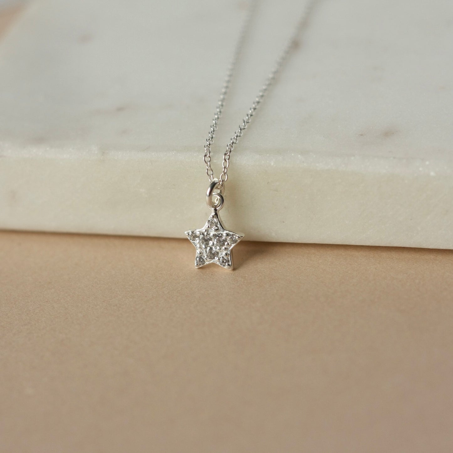 Dainty Sterling Silver CZ Star Necklace