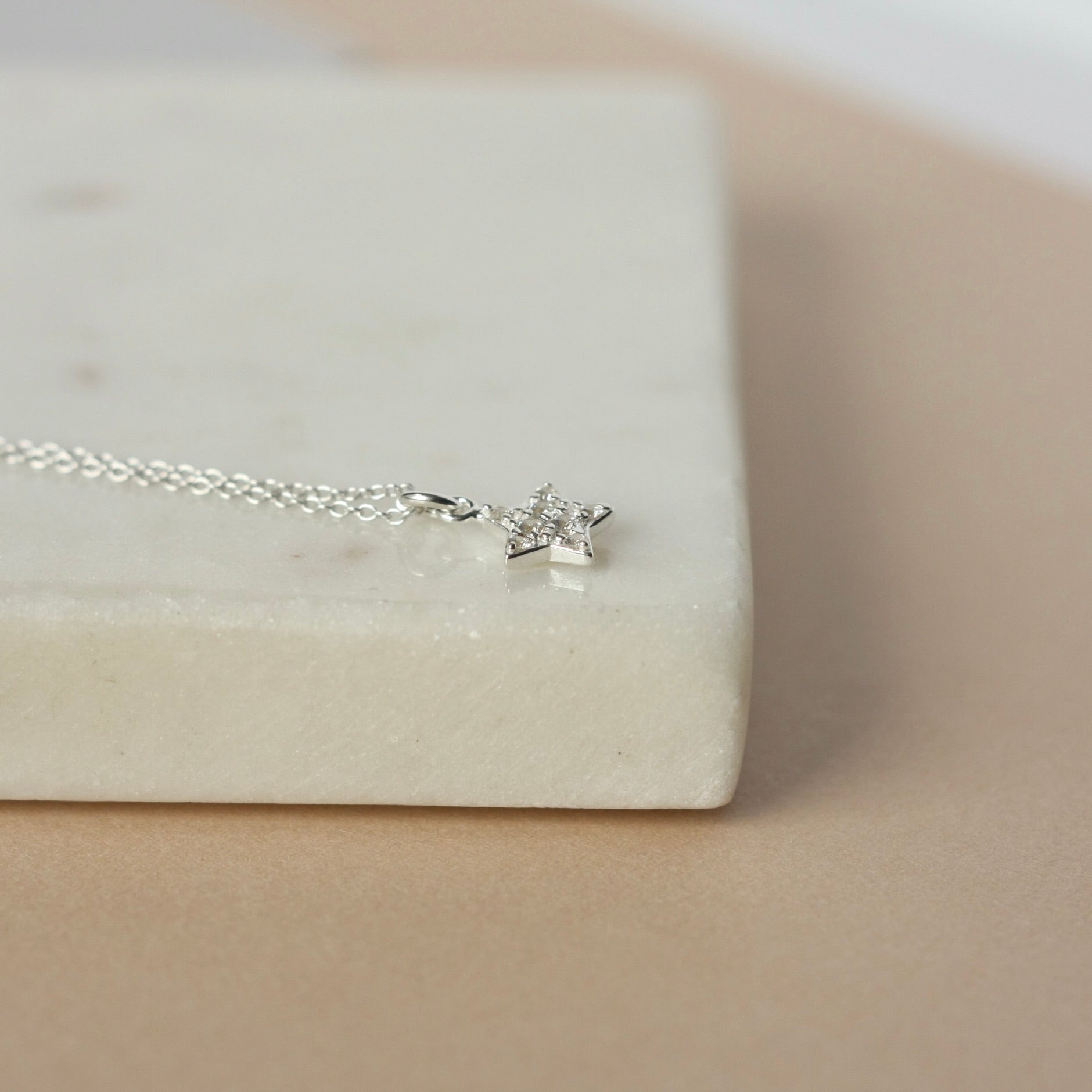 Dainty Sterling Silver CZ Star Necklace