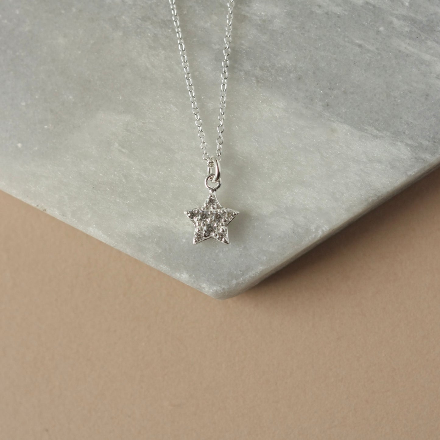 Dainty Sterling Silver CZ Star Necklace