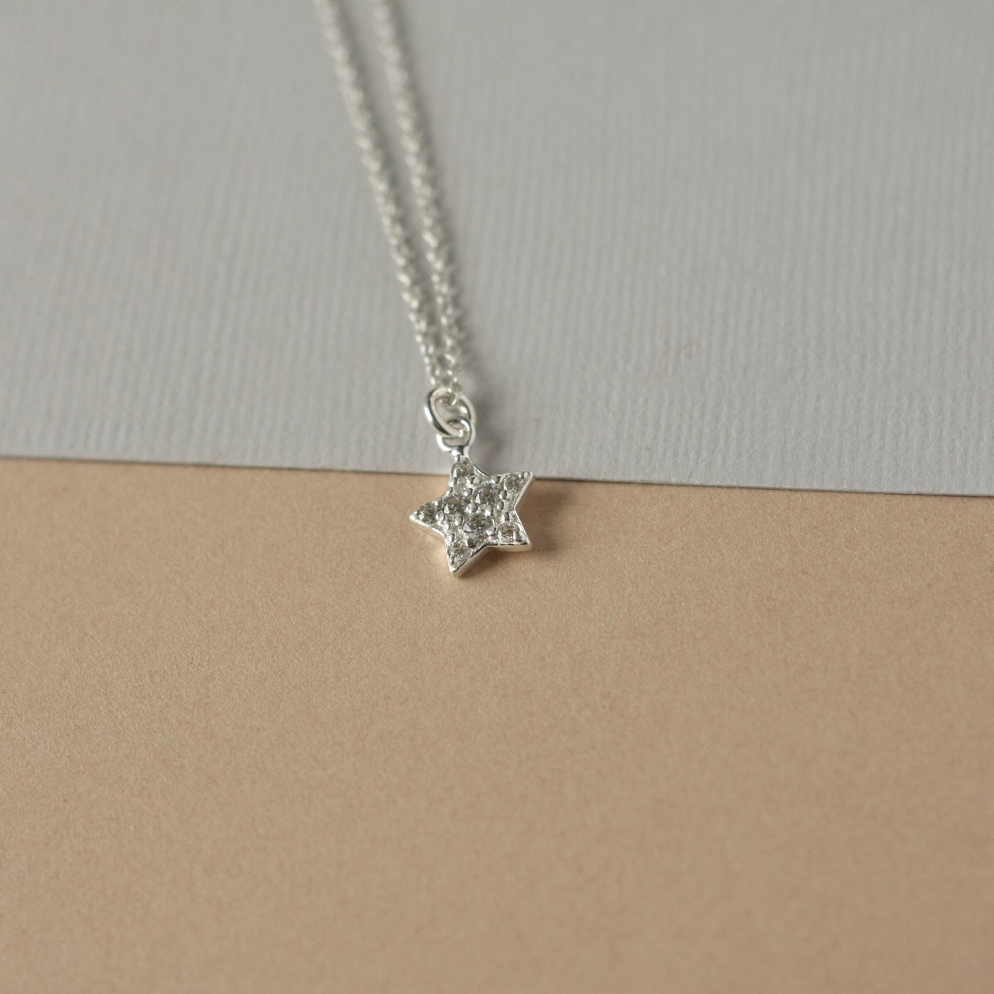 Dainty Sterling Silver CZ Star Necklace