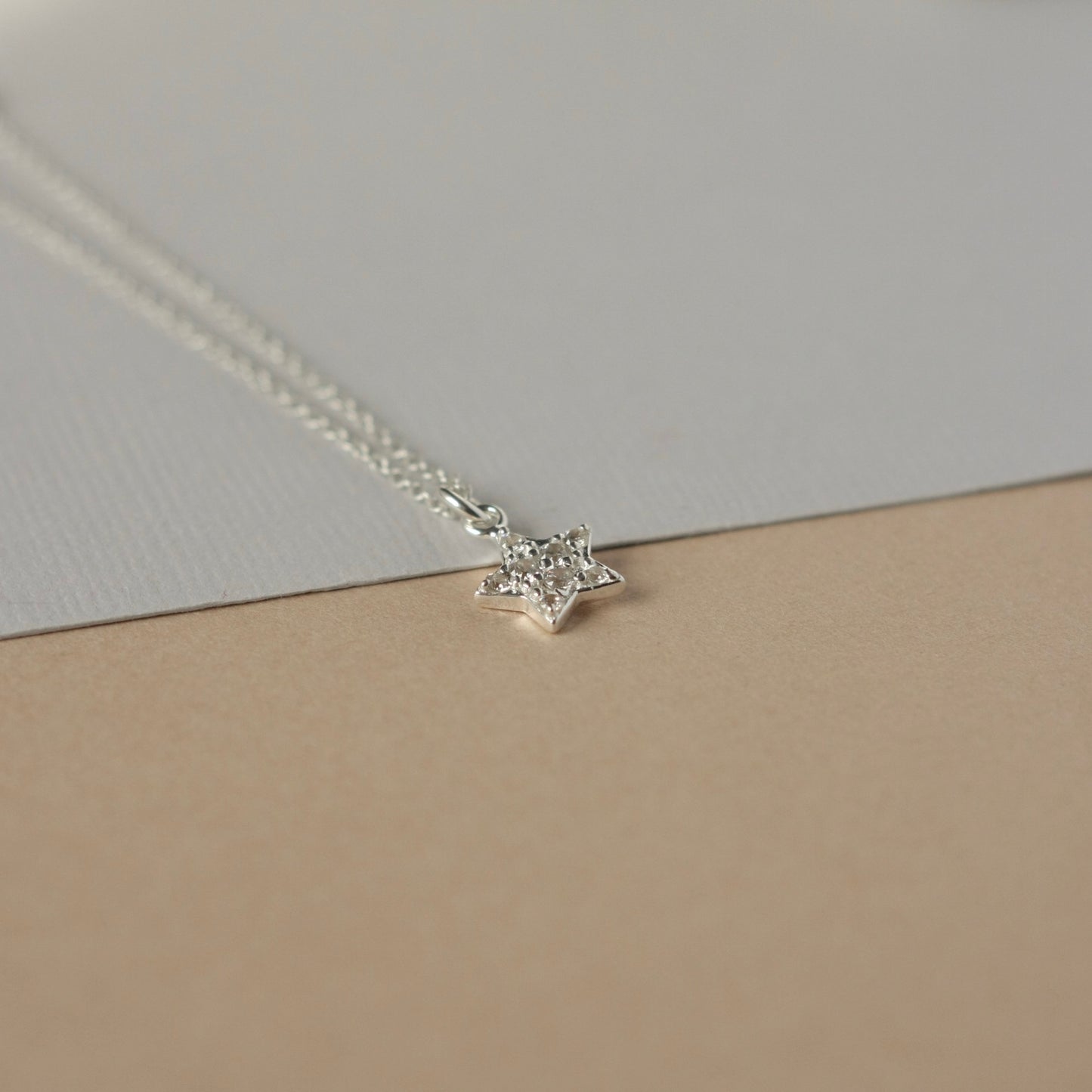 Dainty Sterling Silver CZ Star Necklace