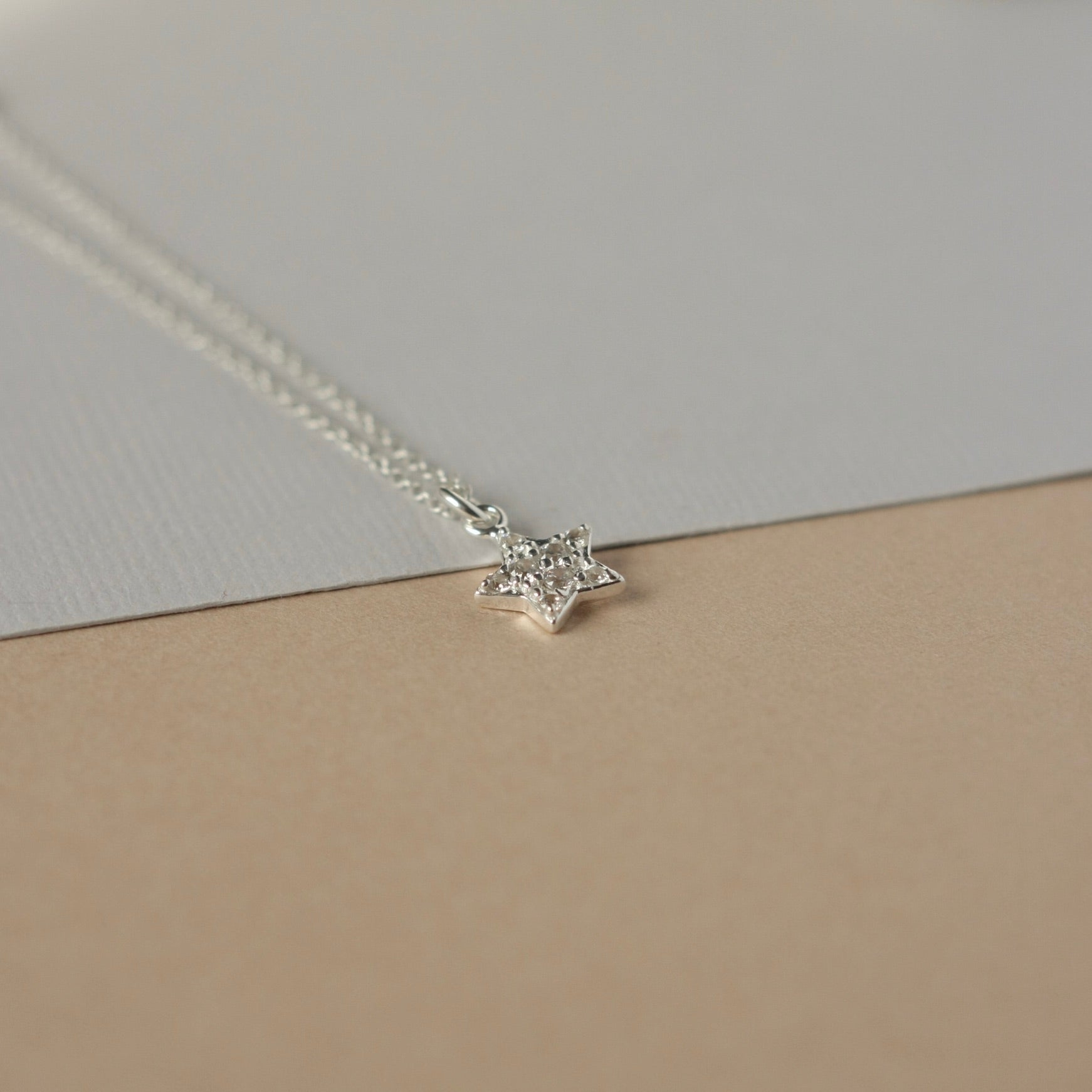 Dainty Sterling Silver CZ Star Necklace