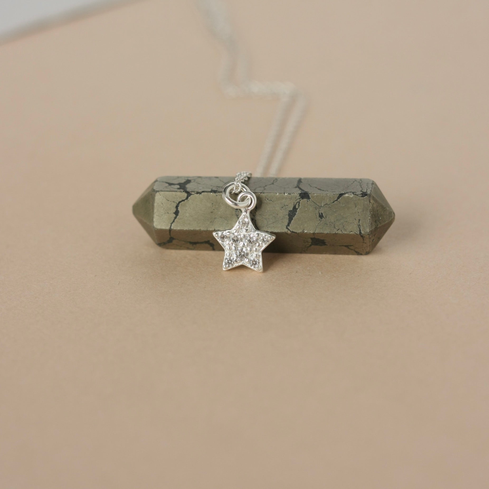 Dainty Sterling Silver CZ Star Necklace