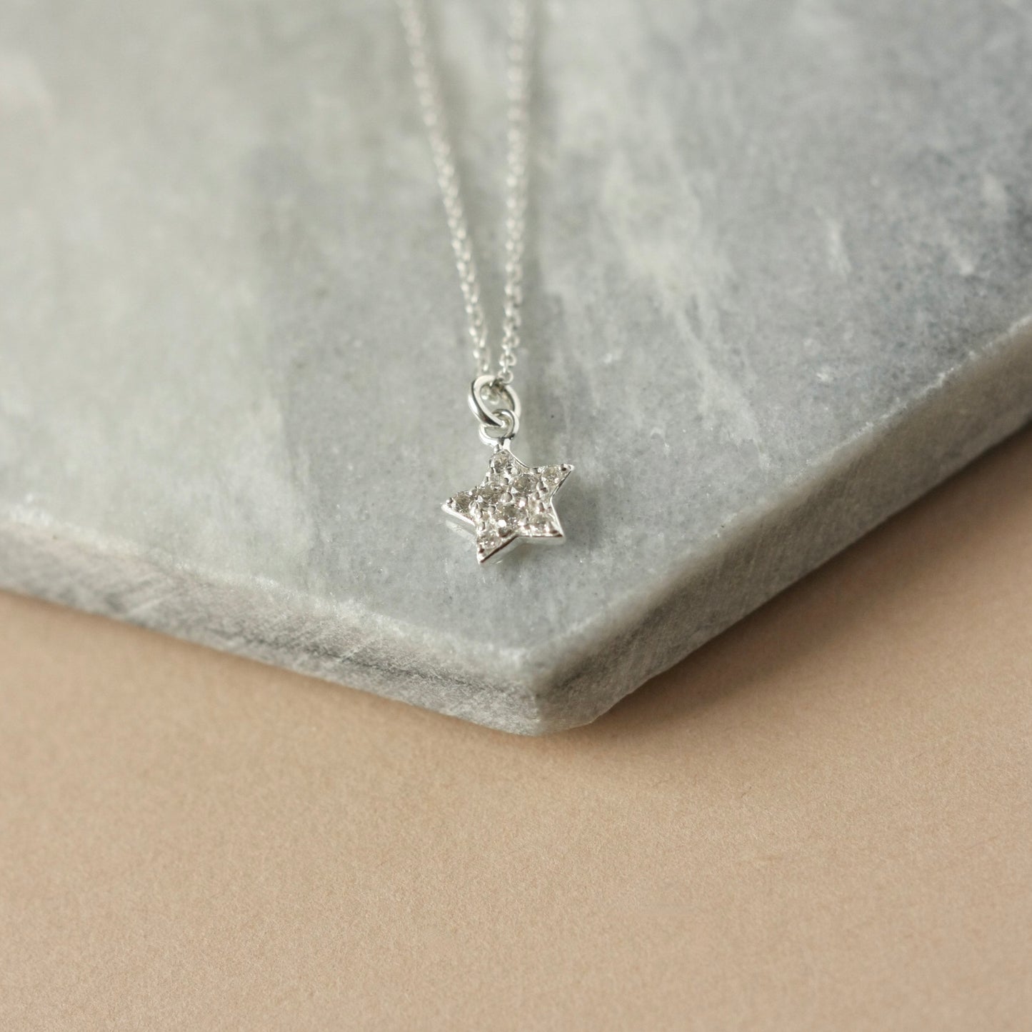 Dainty Sterling Silver CZ Star Necklace