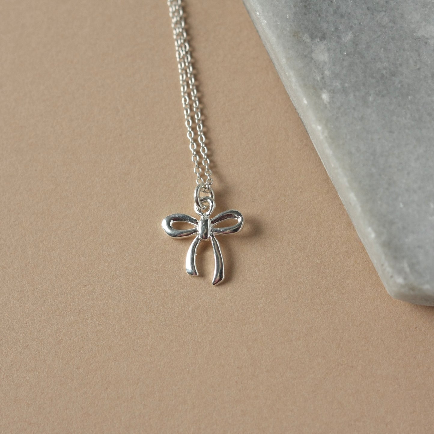 Sterling Silver Small Bow Necklace