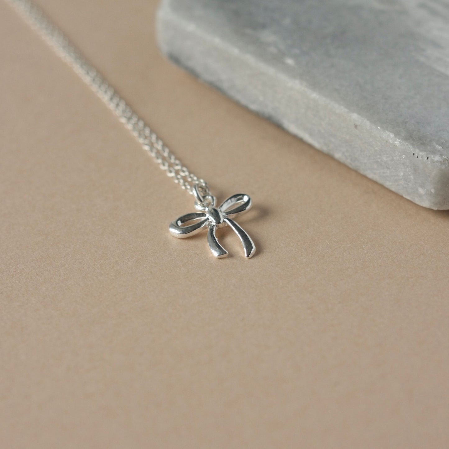 Sterling Silver Small Bow Necklace