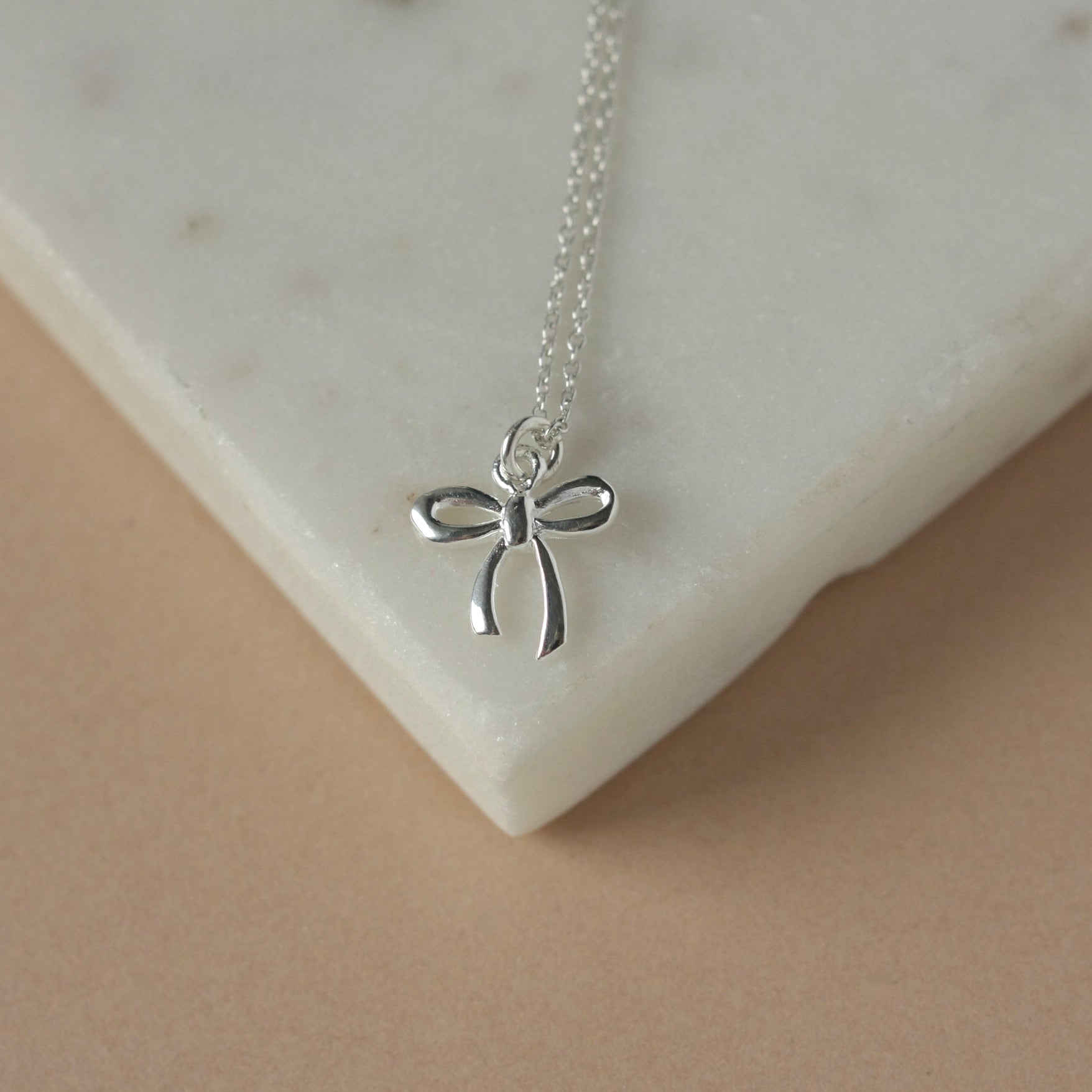 Sterling Silver Small Bow Necklace