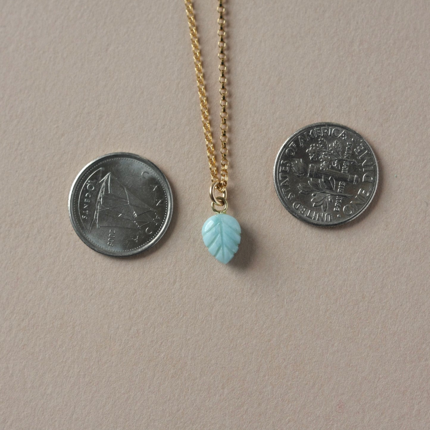 Dainty Gold Larimar Leaf Necklace