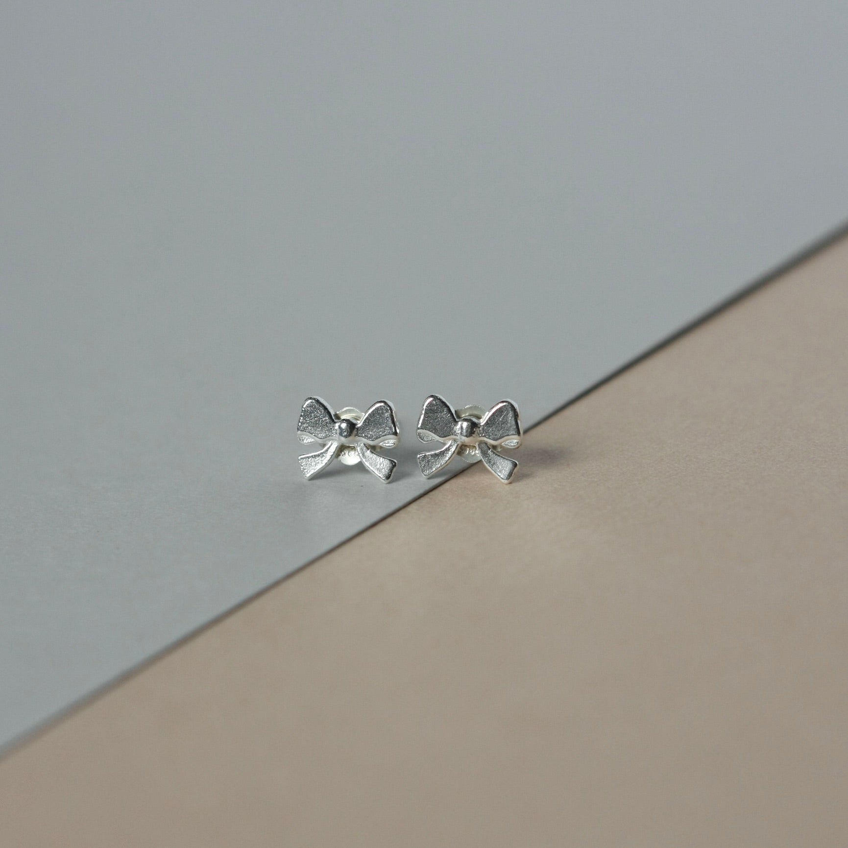 Sterling Silver Ribbon Bow Studs