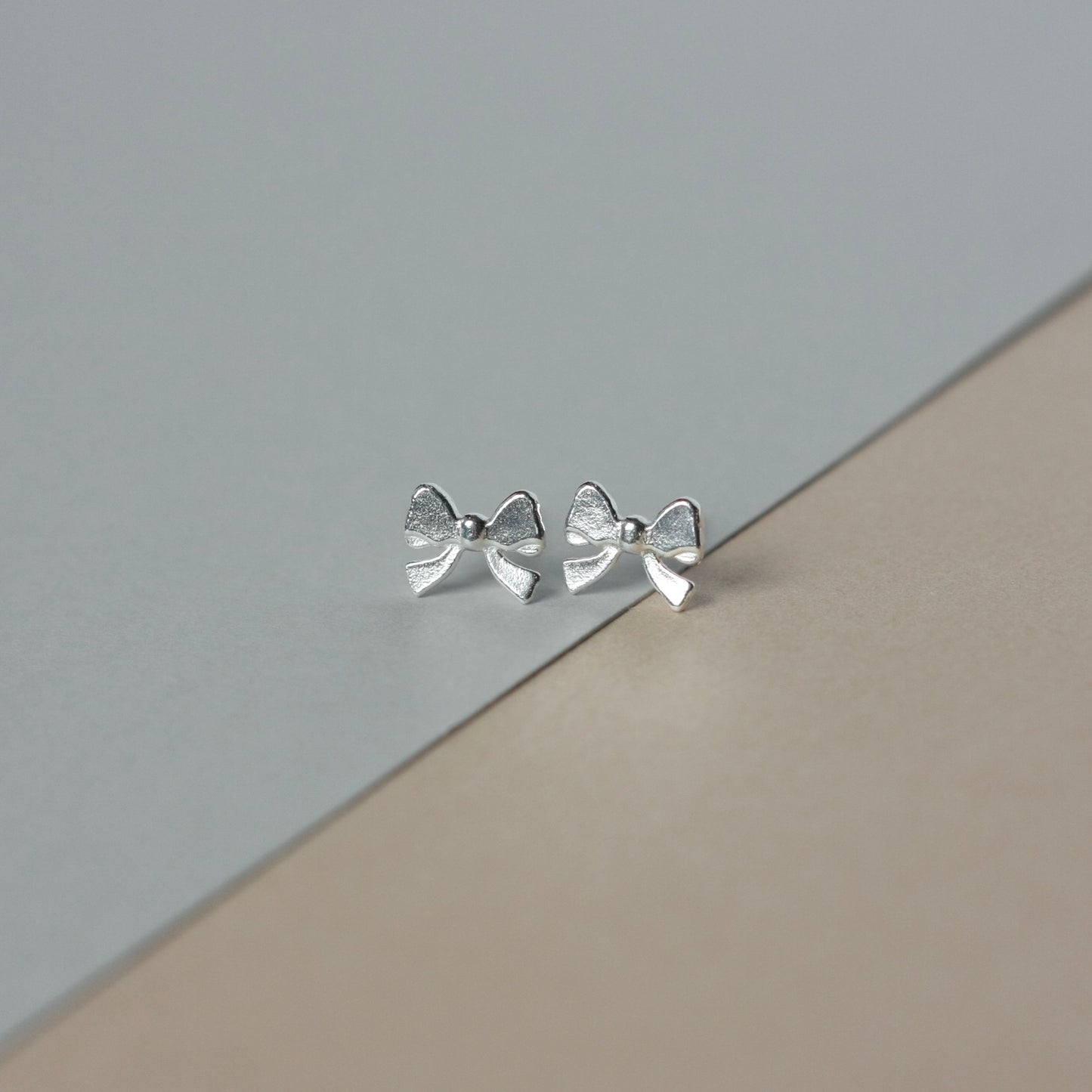 Sterling Silver Ribbon Bow Studs