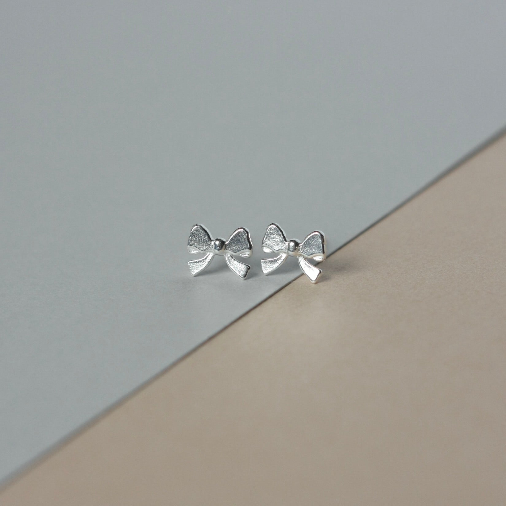 Sterling Silver Ribbon Bow Studs