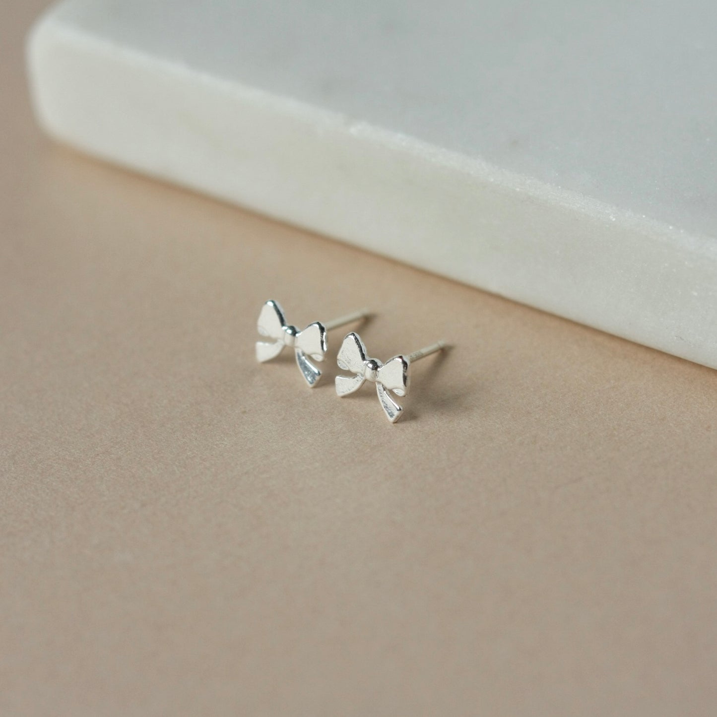 Sterling Silver Ribbon Bow Studs