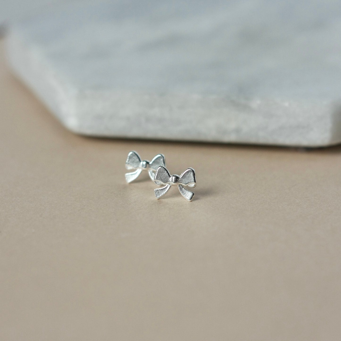 Sterling Silver Ribbon Bow Studs