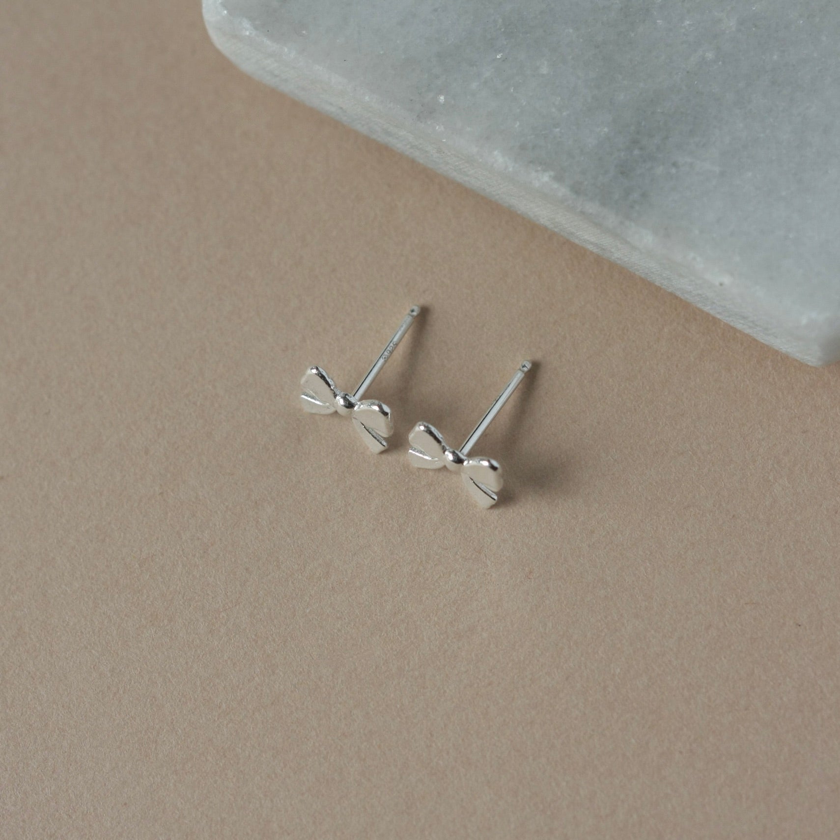 Sterling Silver Ribbon Bow Studs