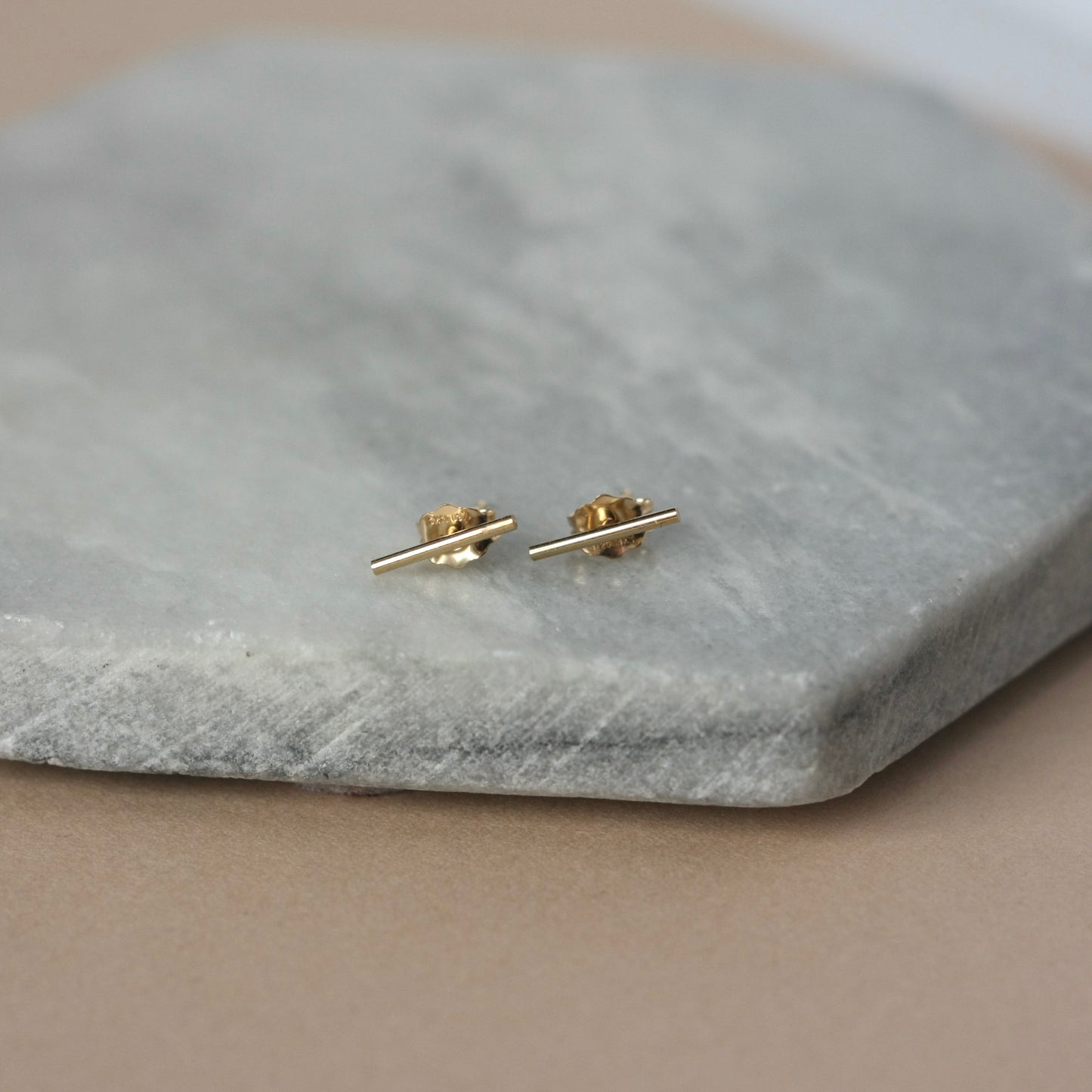 Tiny Gold Bar Stud Earrings