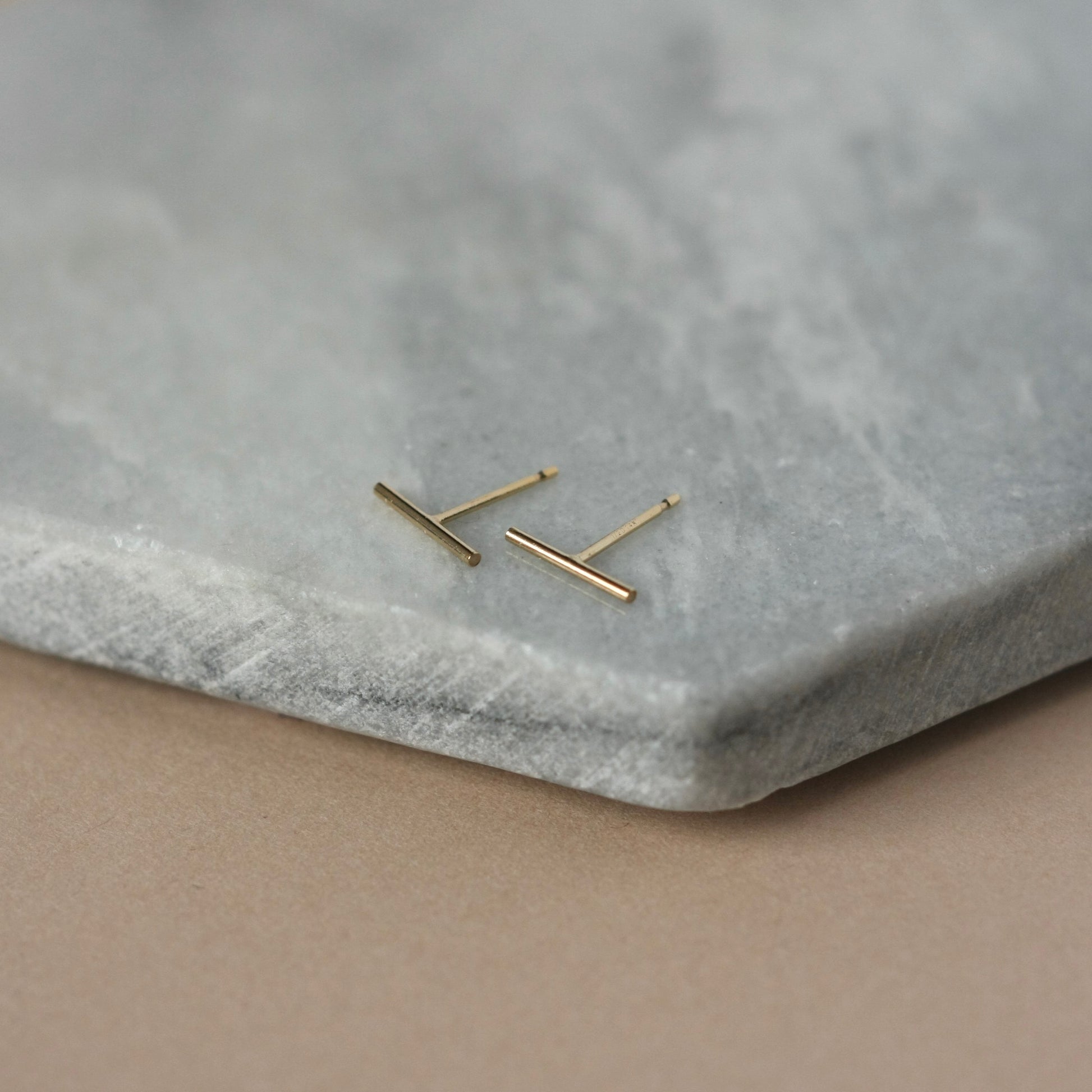 Tiny Gold Bar Stud Earrings