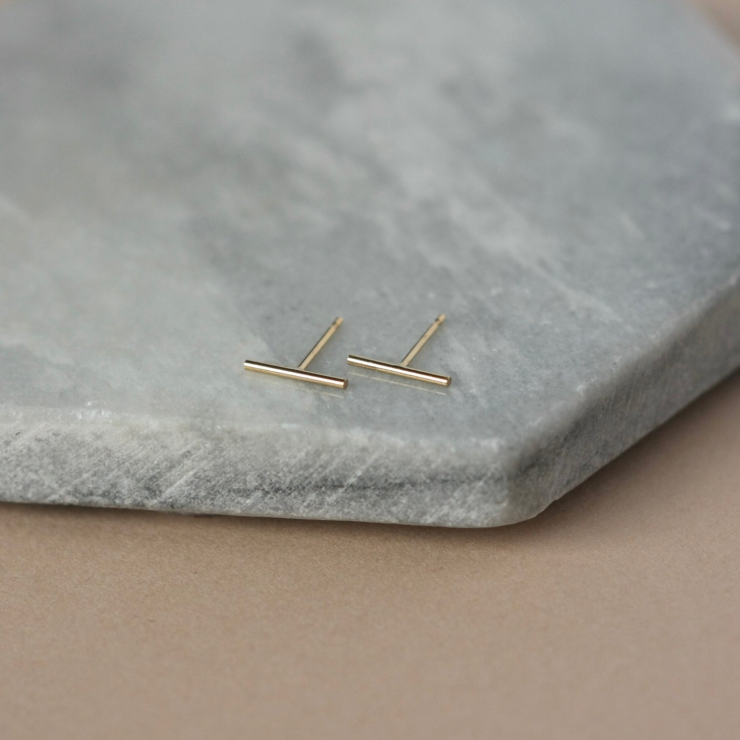 Tiny Gold Bar Stud Earrings