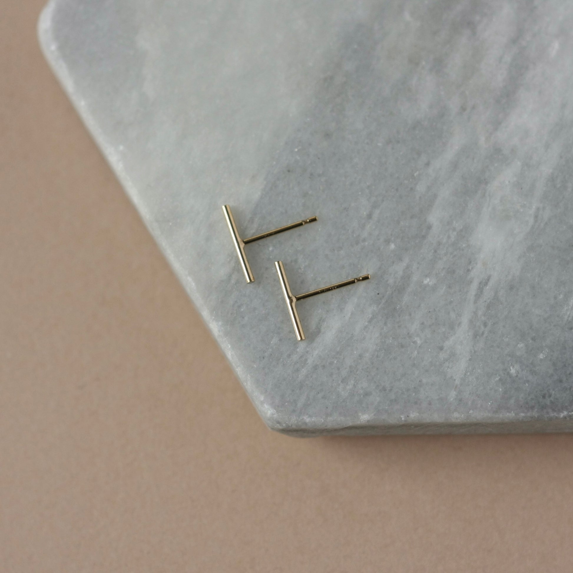 Tiny Gold Bar Stud Earrings