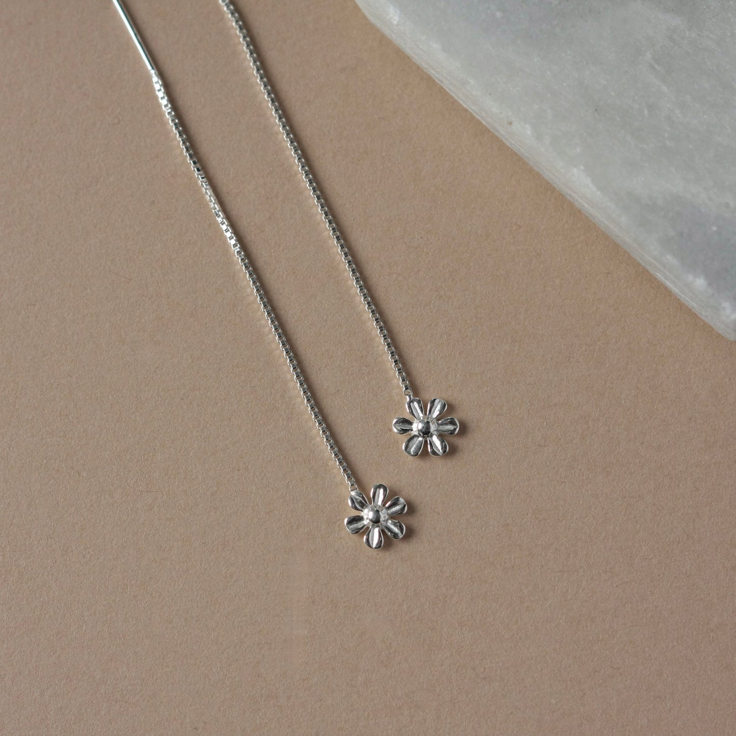 Sterling Silver Flower Threader Earrings