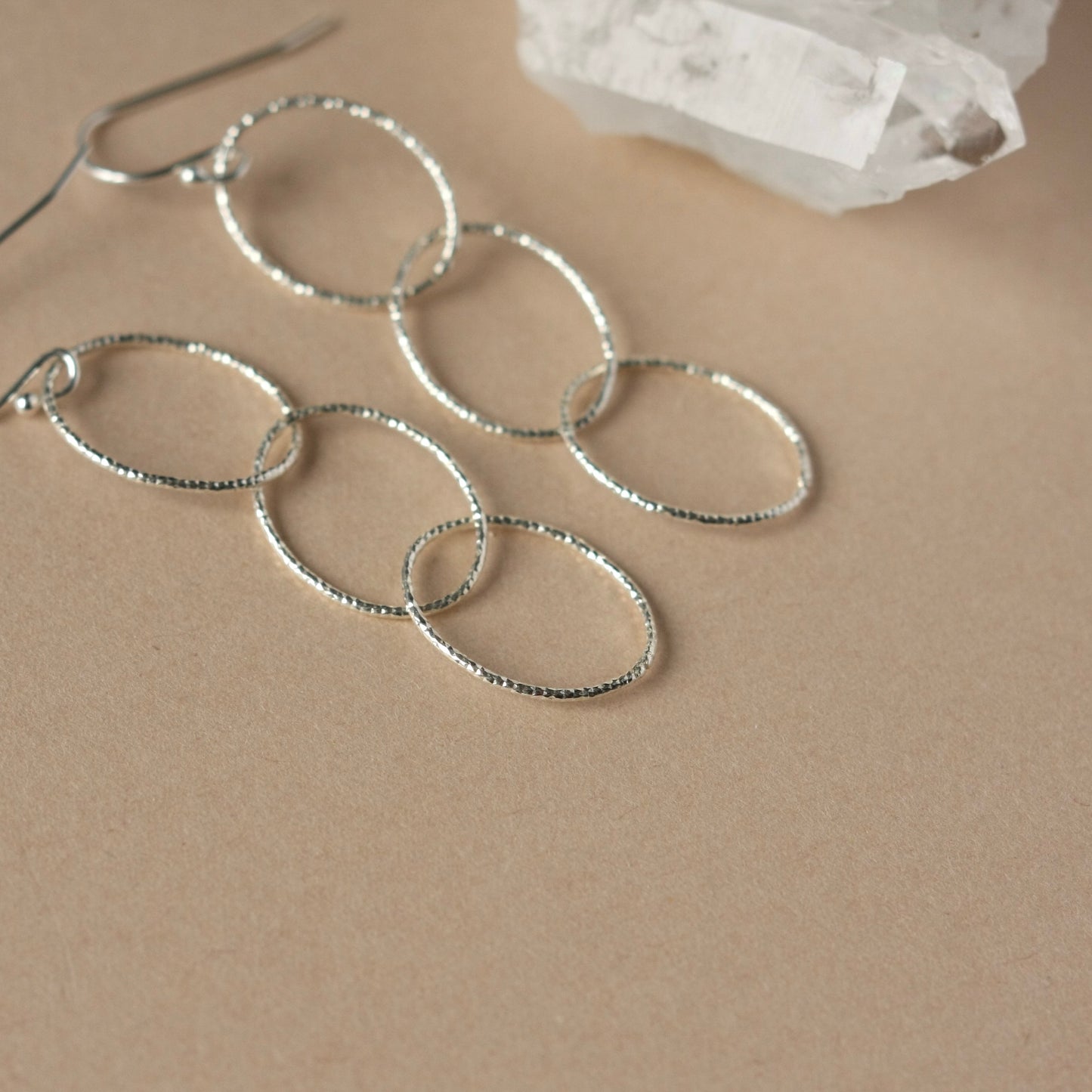 Long Sparkly Silver Chain Earrings