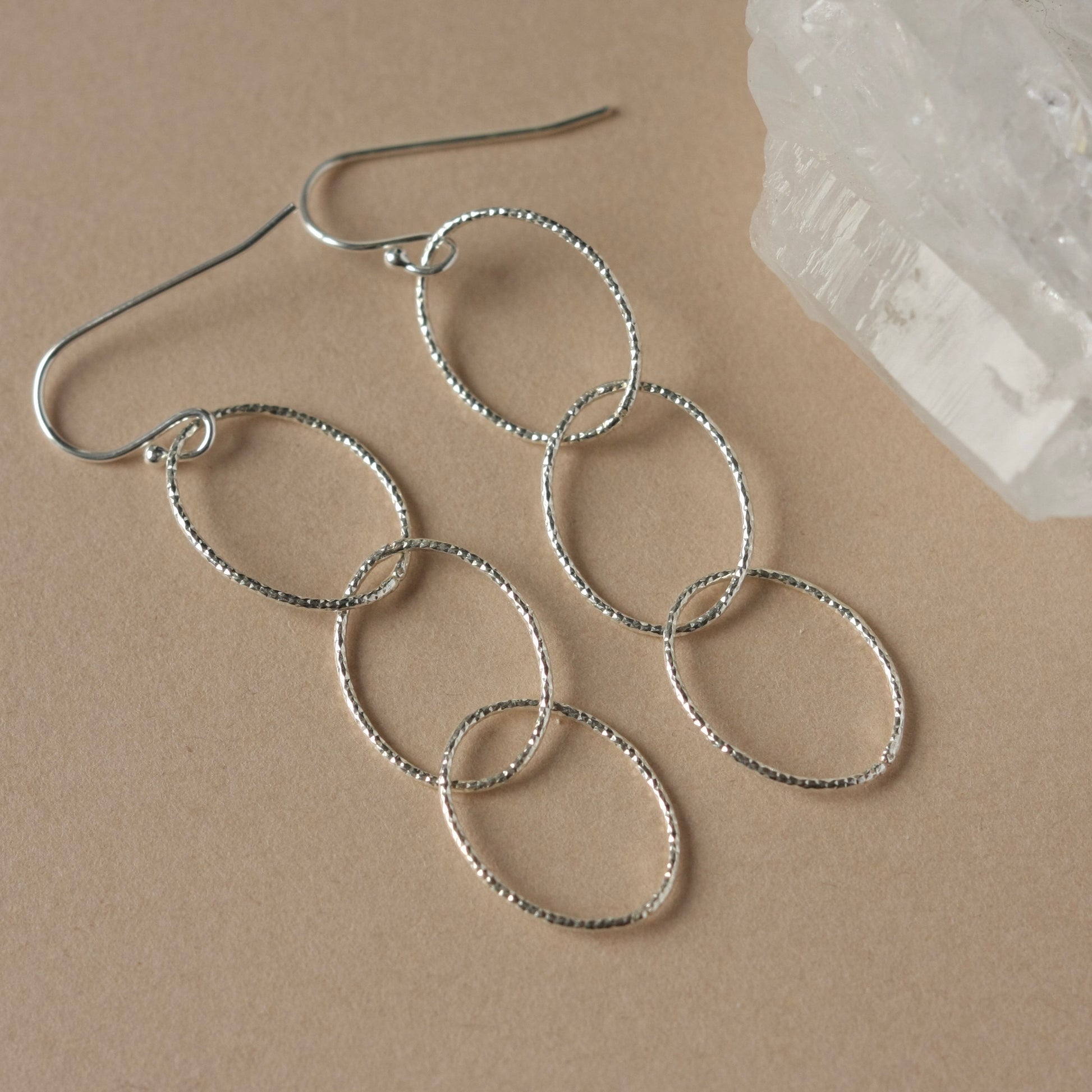 Long Sparkly Silver Chain Earrings