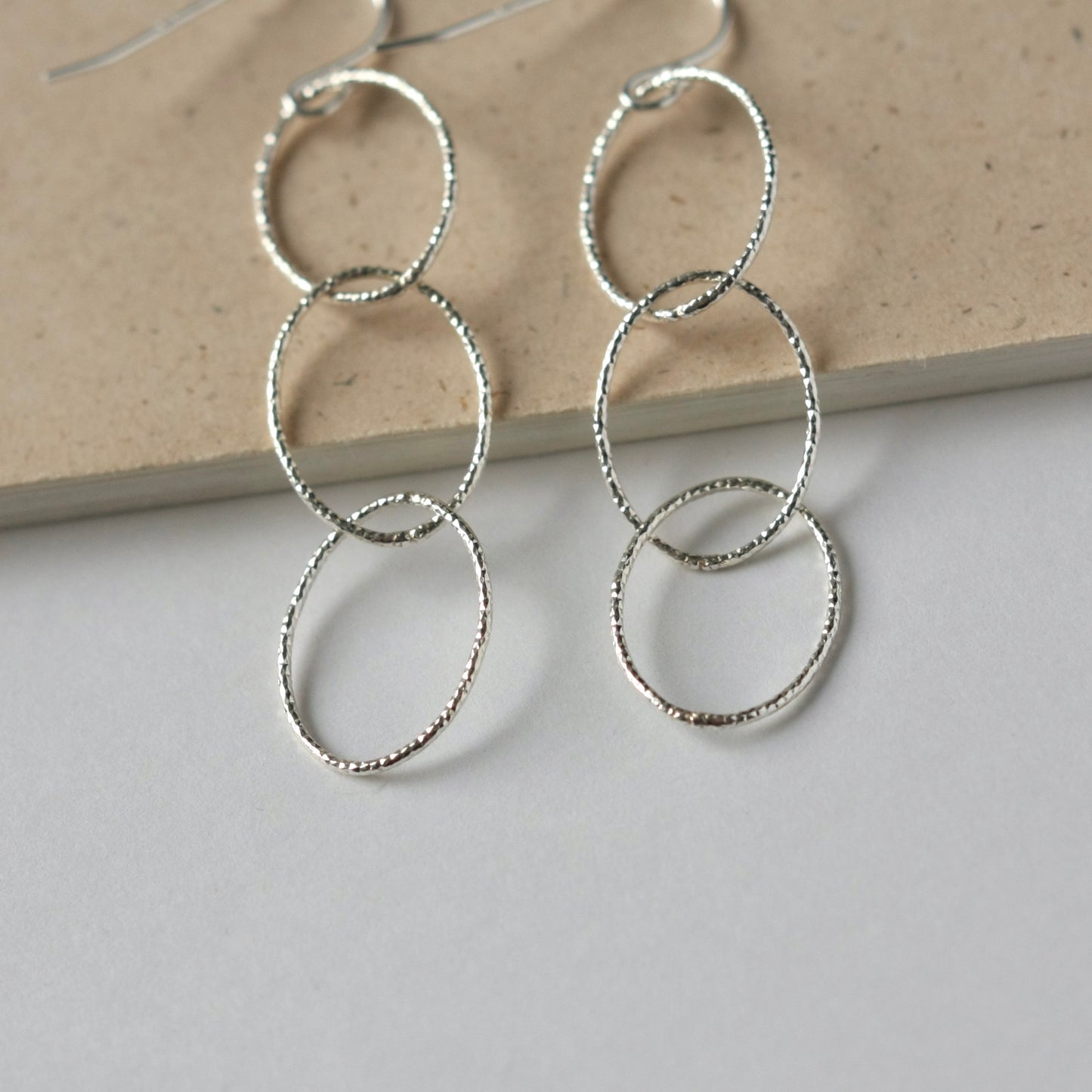 Long Sparkly Silver Chain Earrings