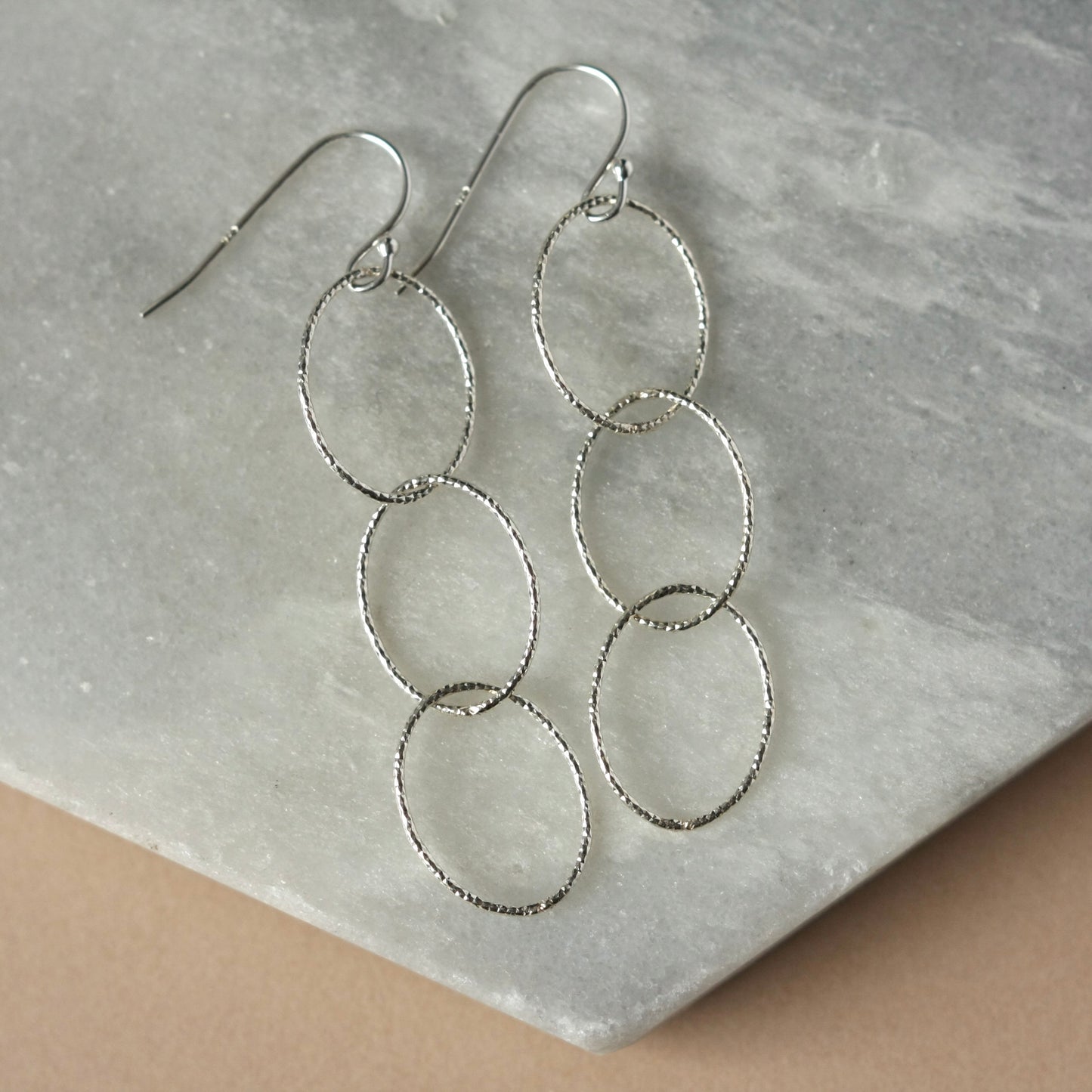 Long Sparkly Silver Chain Earrings