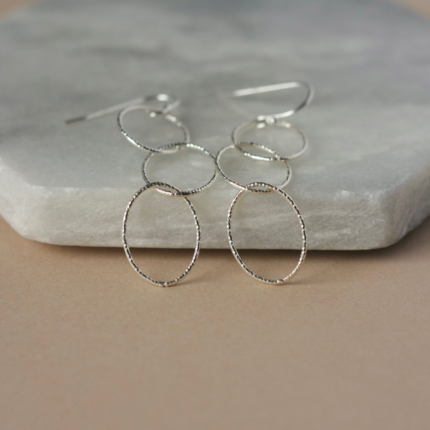 Long Sparkly Silver Chain Earrings