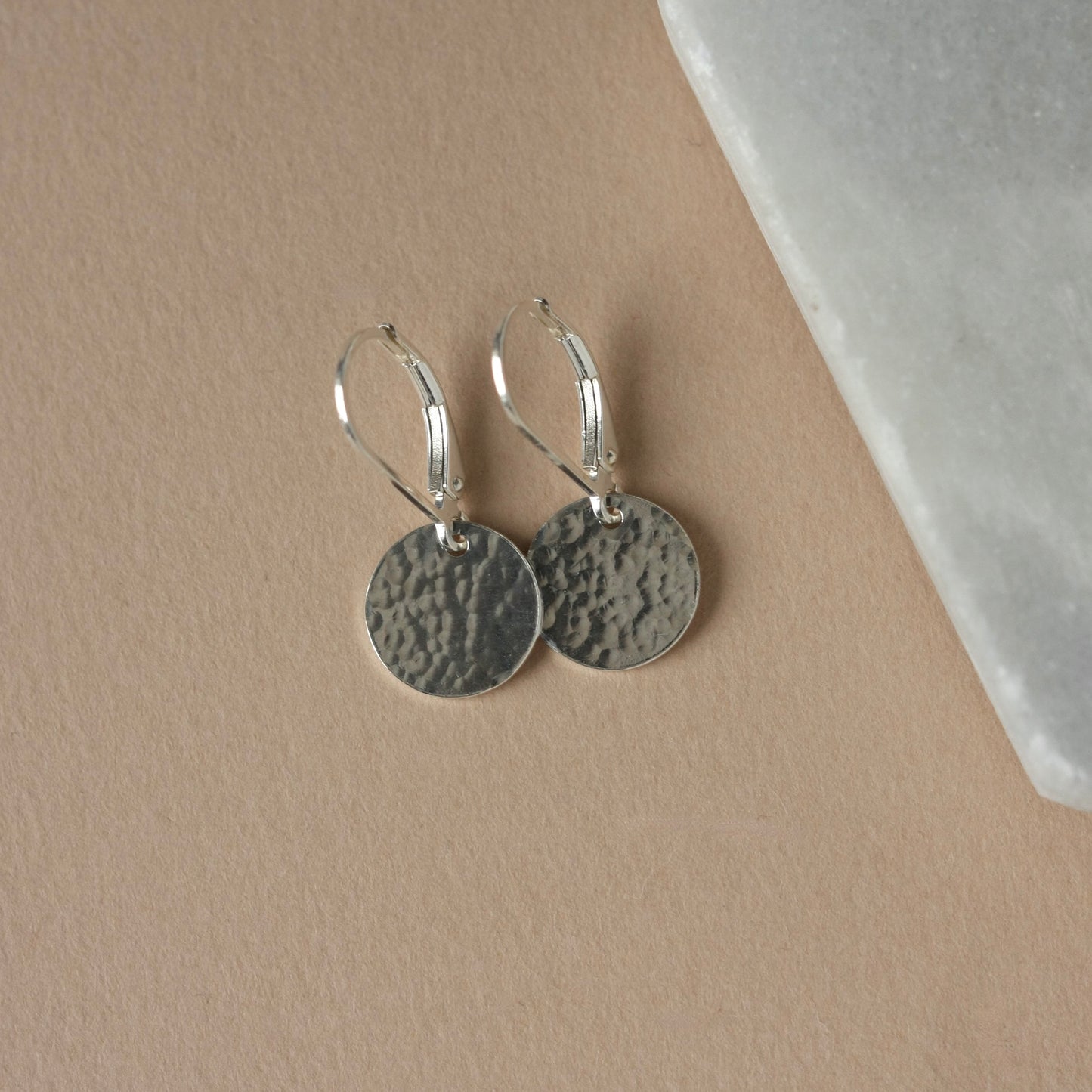 Hammered Sterling Silver Disc Earrings