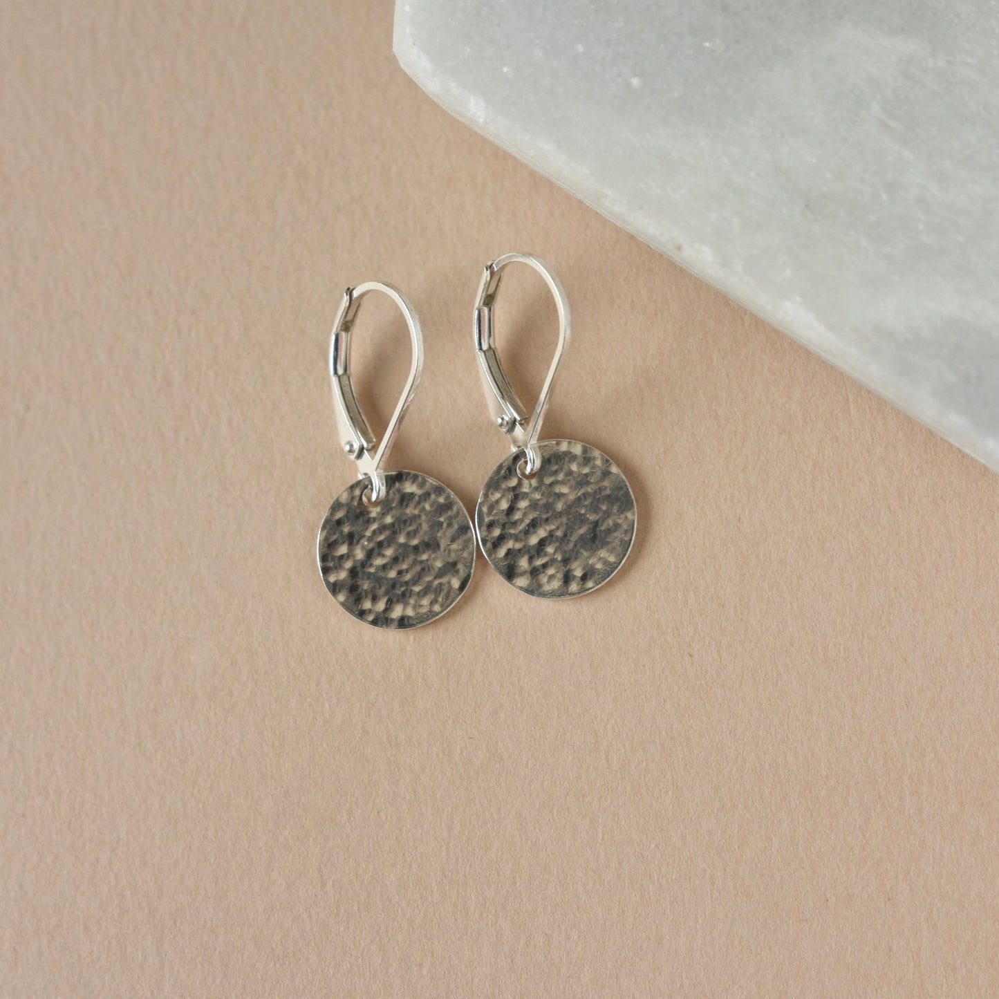 Hammered Sterling Silver Disc Earrings